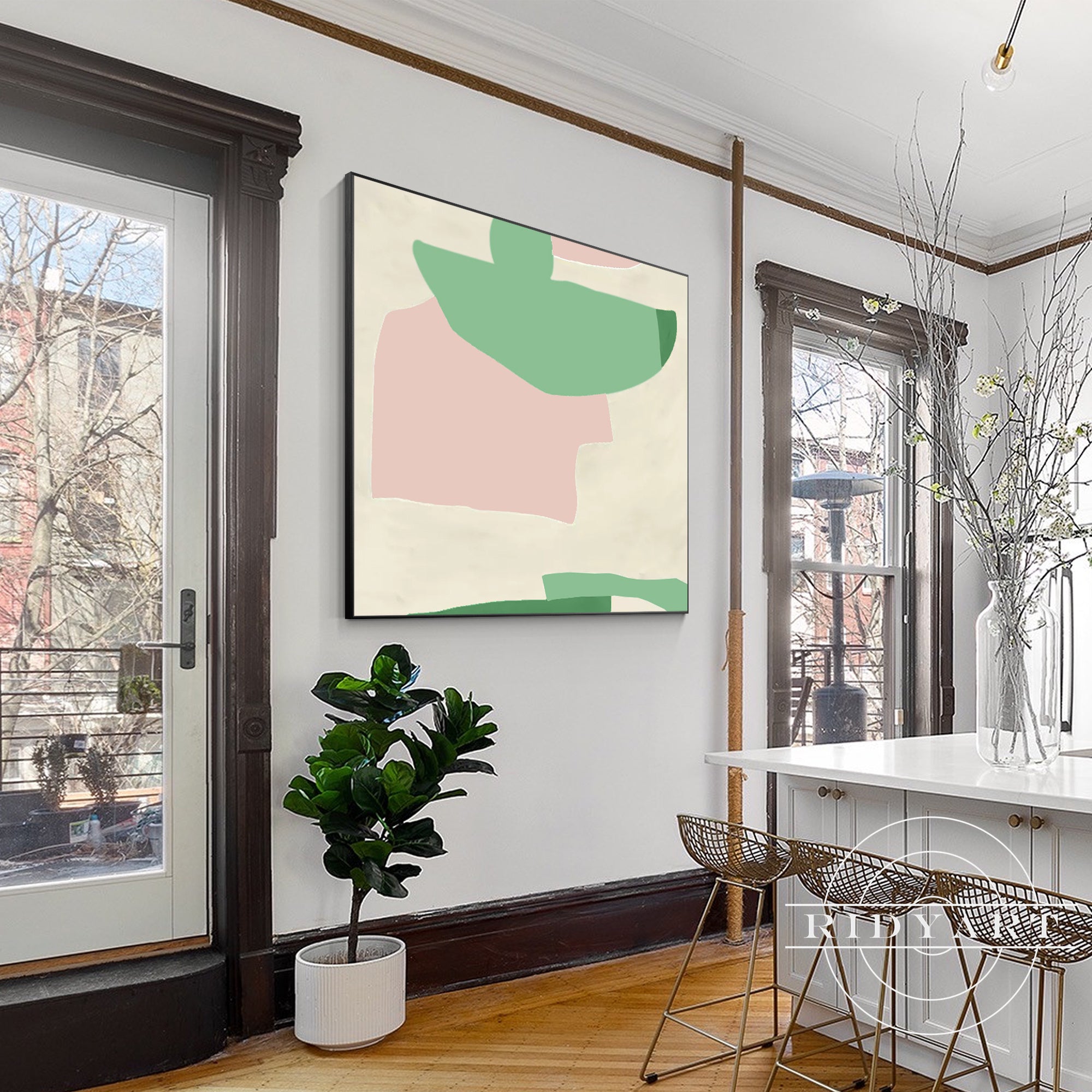 Extra large pastel abstract wall art framed