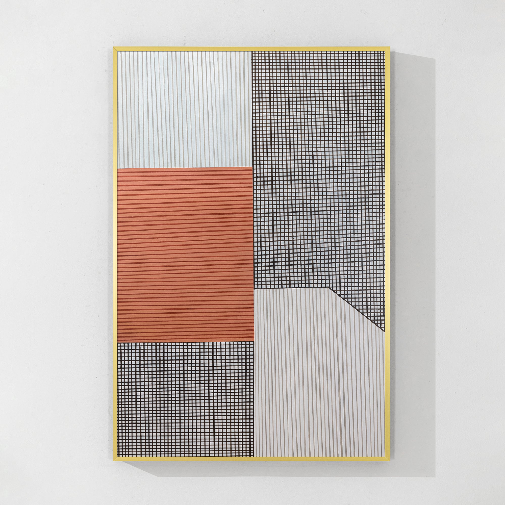 Abstract terracotta and gray wall art for modern boho home decor.