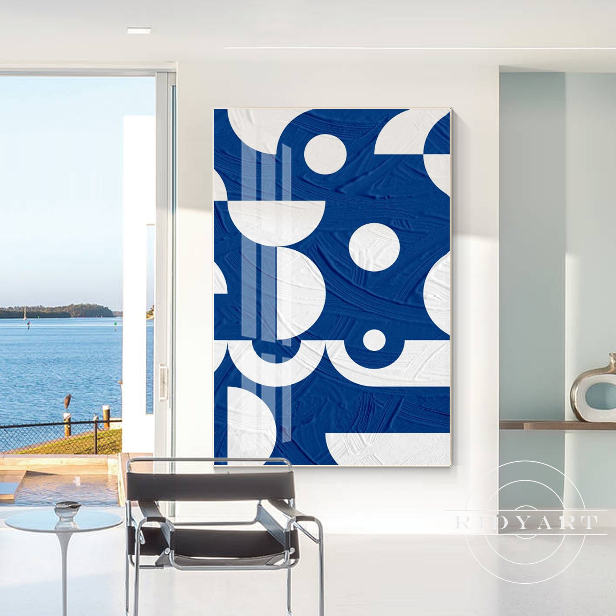 Abstract geometric painting with texture finish