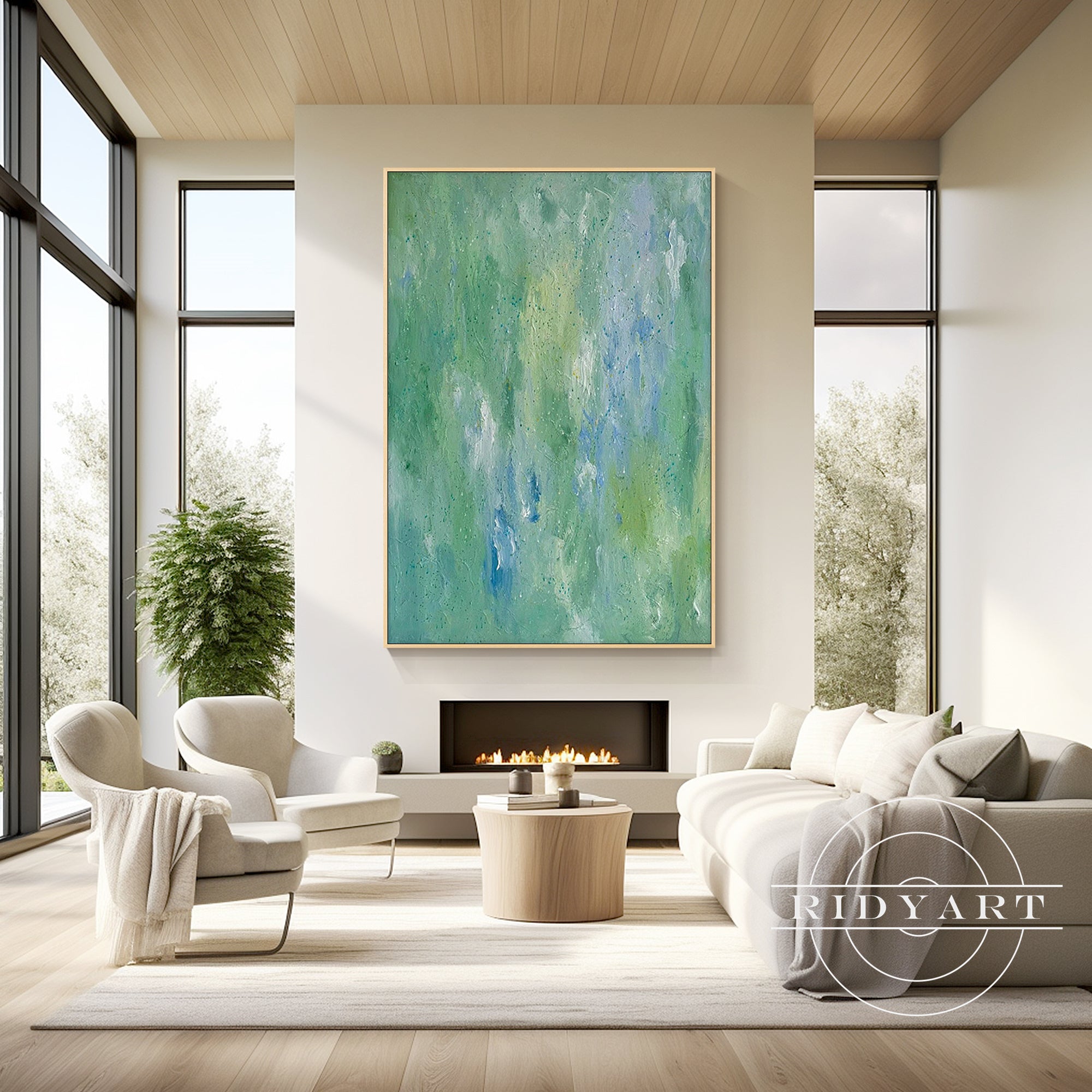Hand-painted textured abstract artwork in calming tones