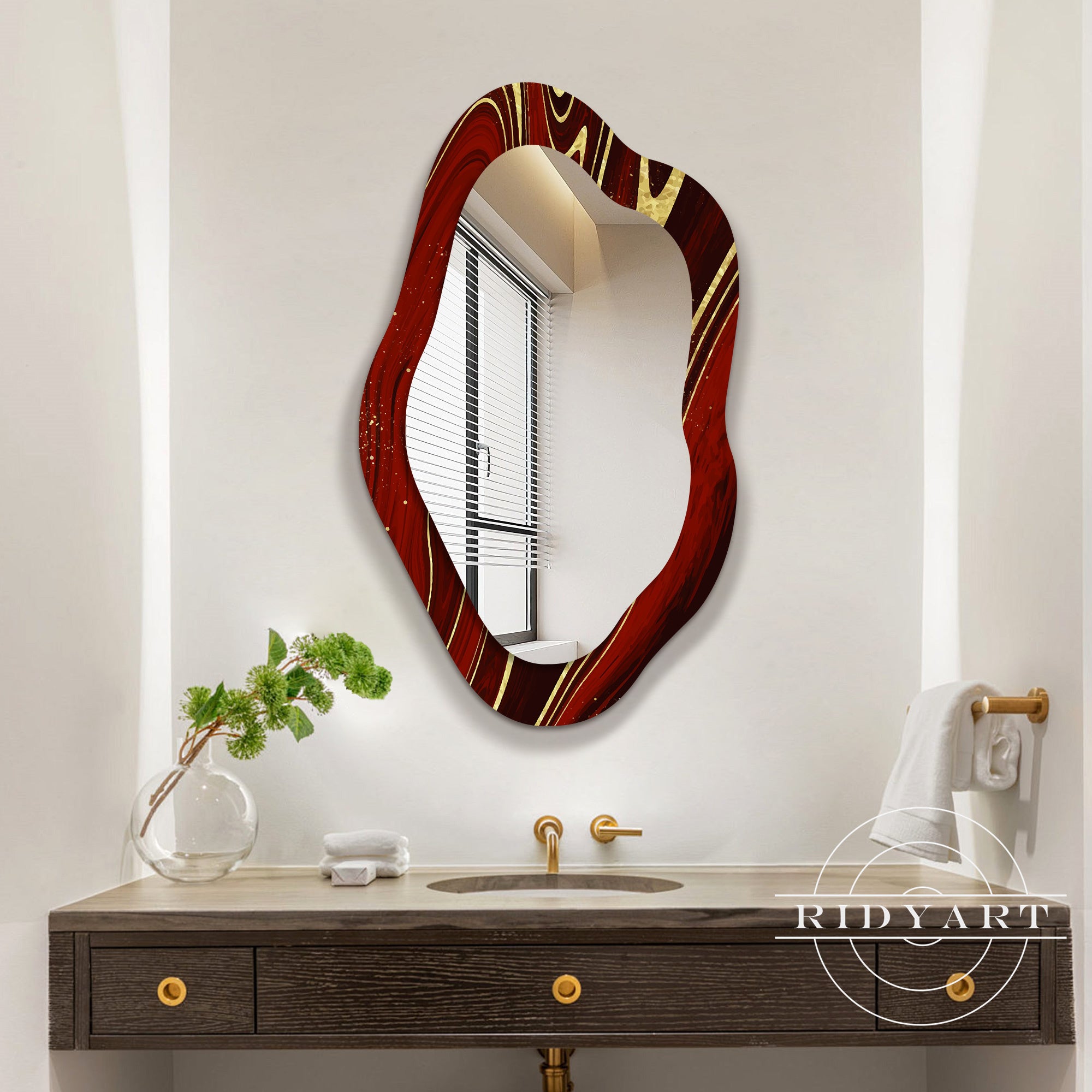 Decorative abstract glass mirror for bathroom or living room