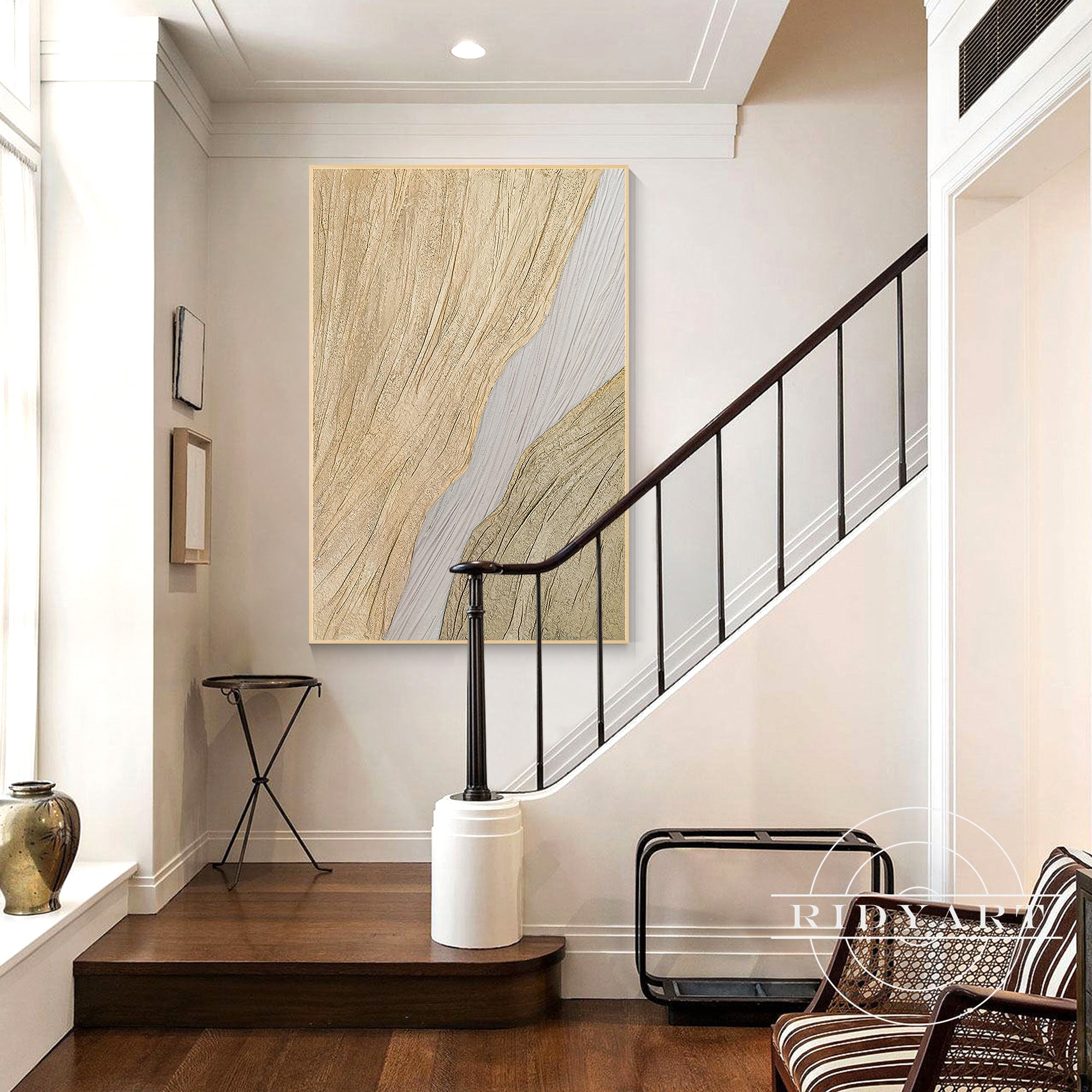 Textured ocean waves artwork for living room or hallway