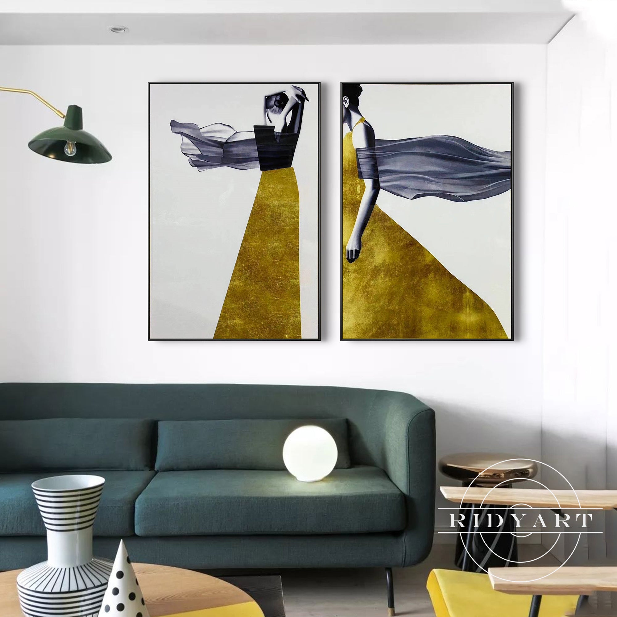 Abstract woman wall art with minimalist dancing pose