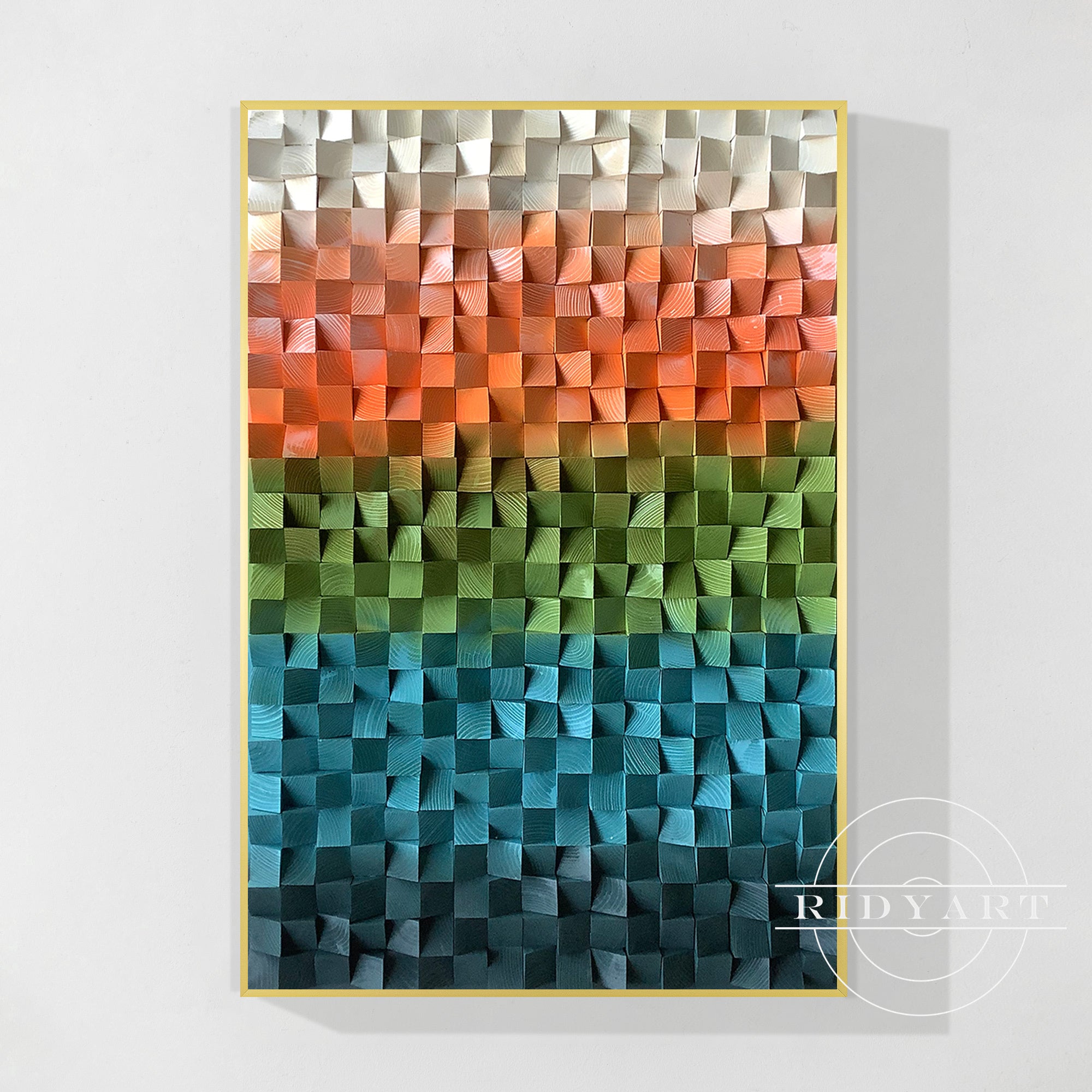 Modern abstract painting on wood panels for home interiors