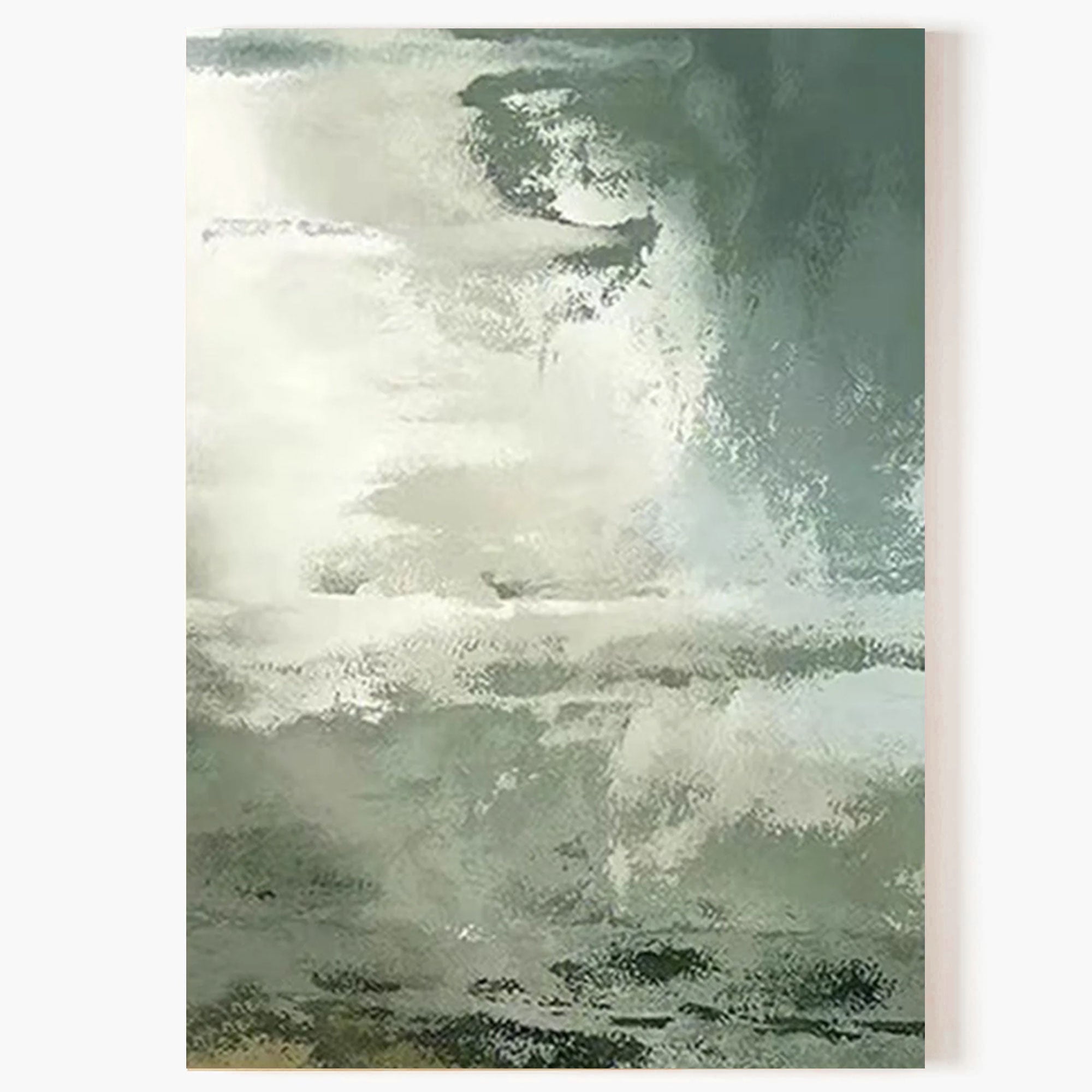 Cloud Abstract Painting Green Wall Art