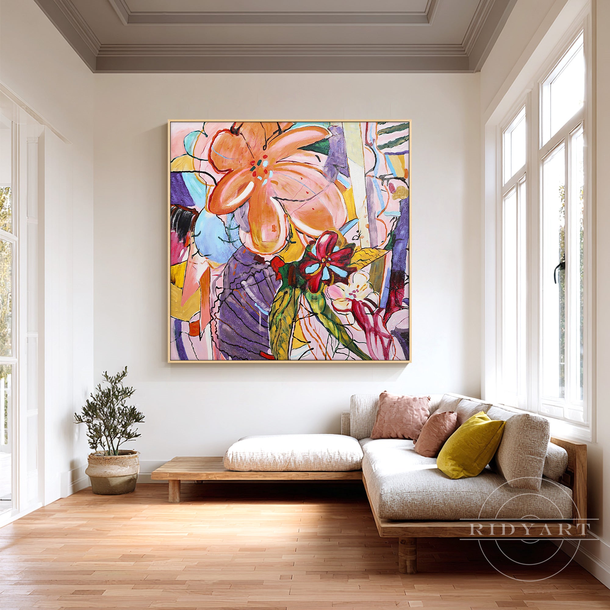 Modern abstract floral wall decor