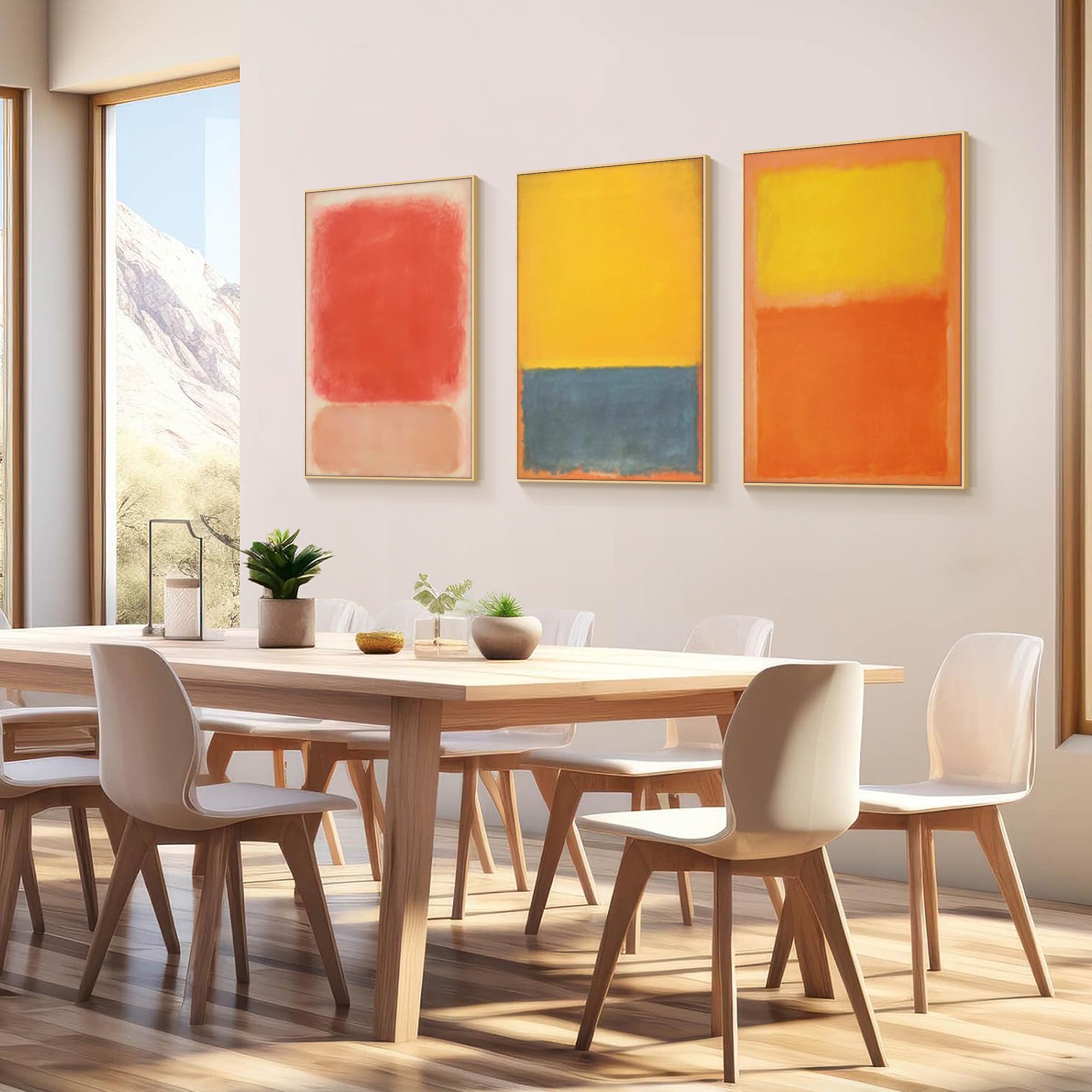 triptych orange yellow gray abstract wall art set of 3