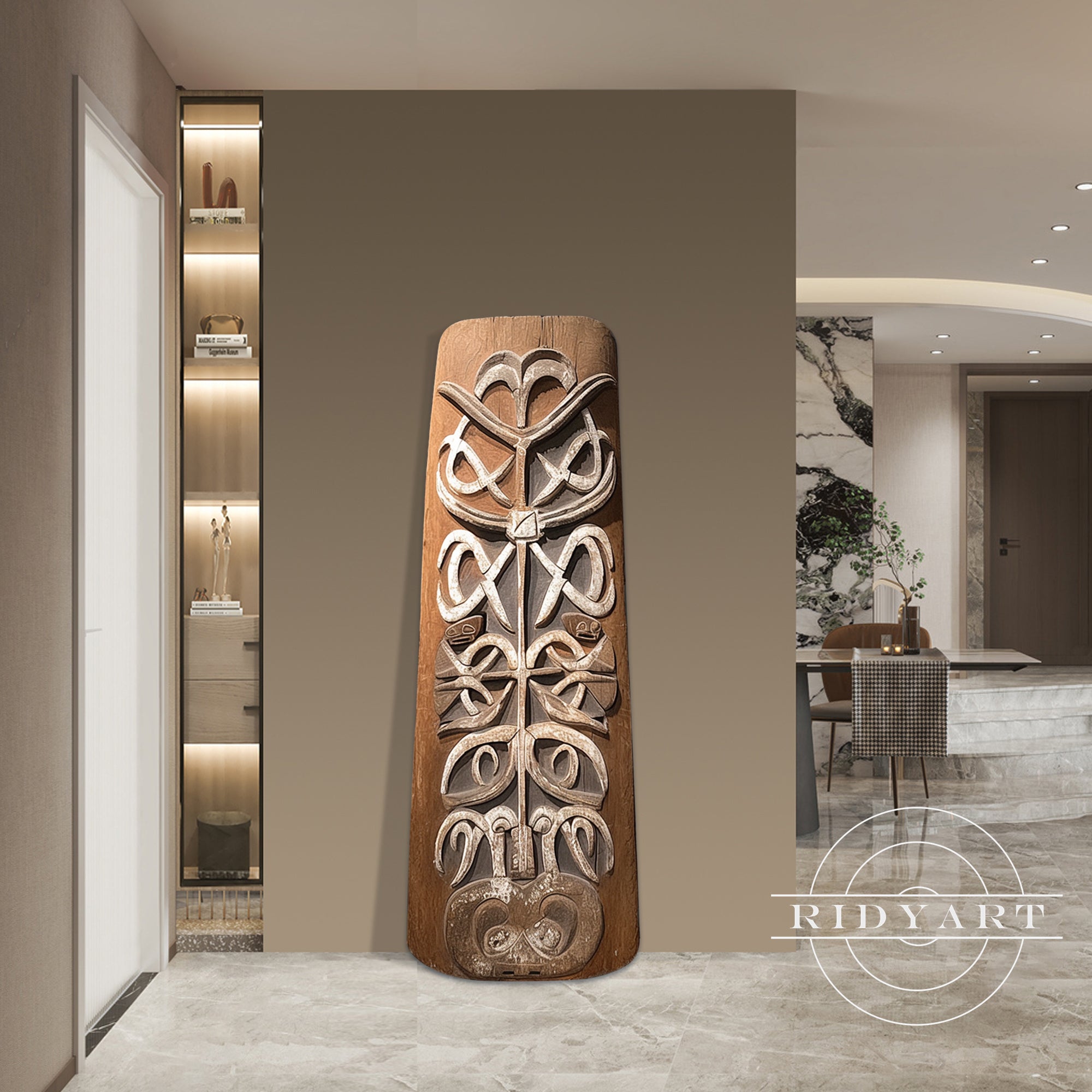 Sculptured Asmat-inspired wooden art piece