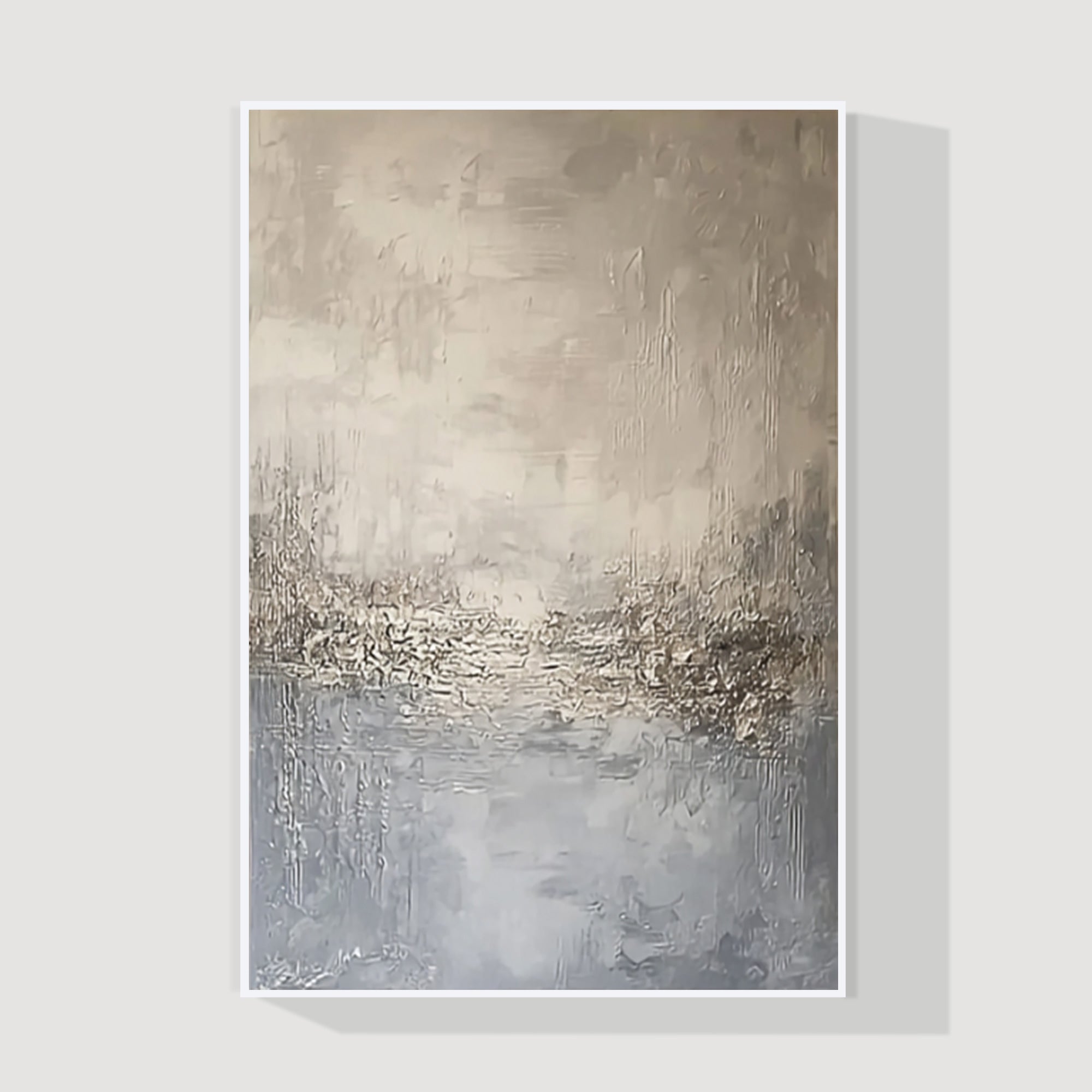Beige and blue abstract wall art on canva