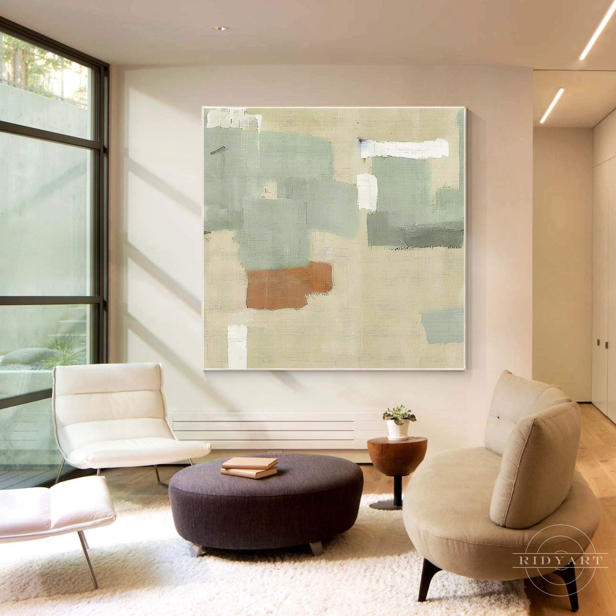 Square canvas wall art with earthy tones