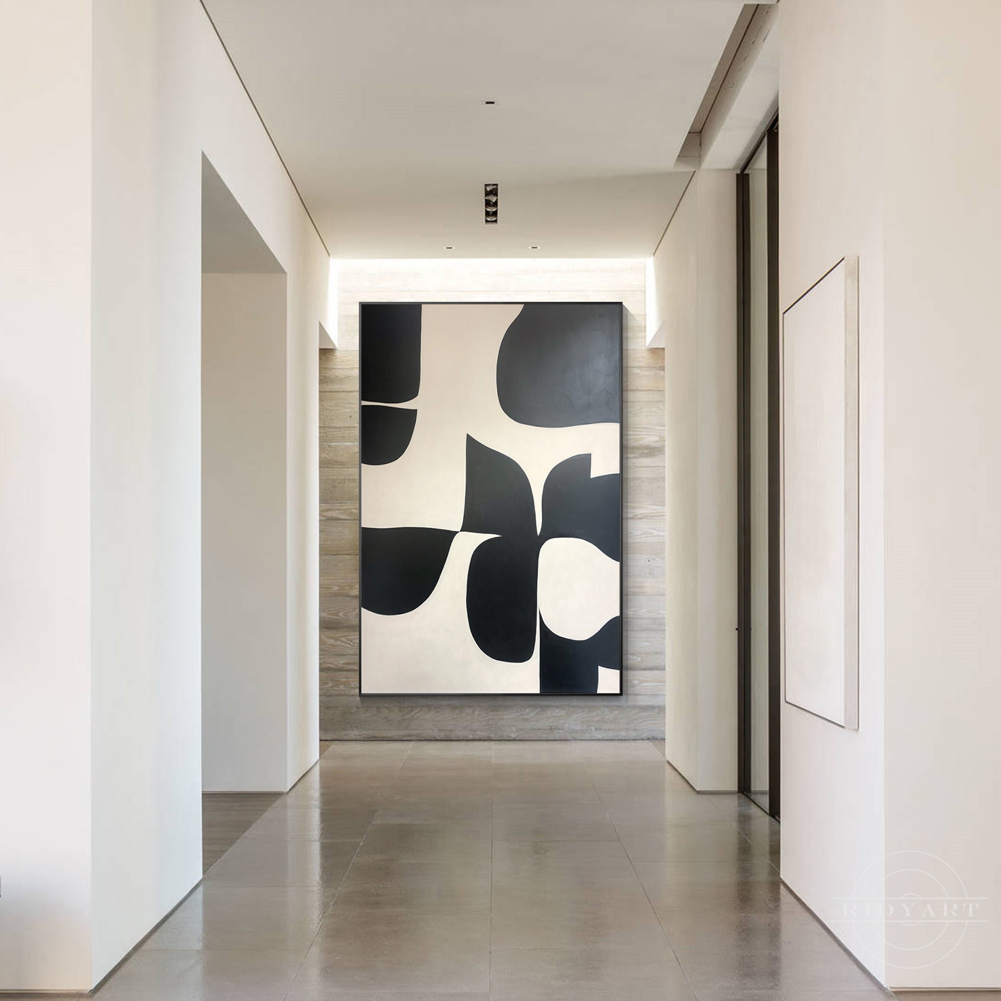 Black and beige textured geometric wall art