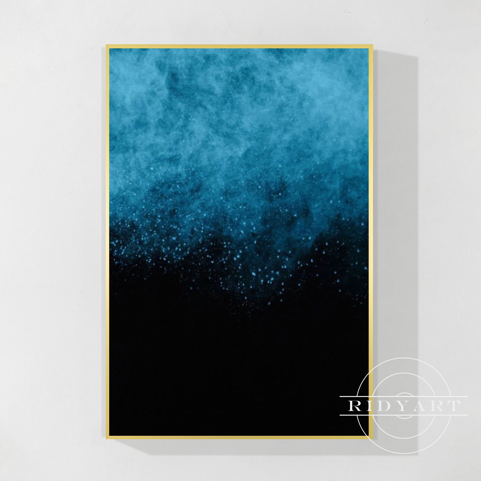 Black and blue ocean abstract painting for home decor.