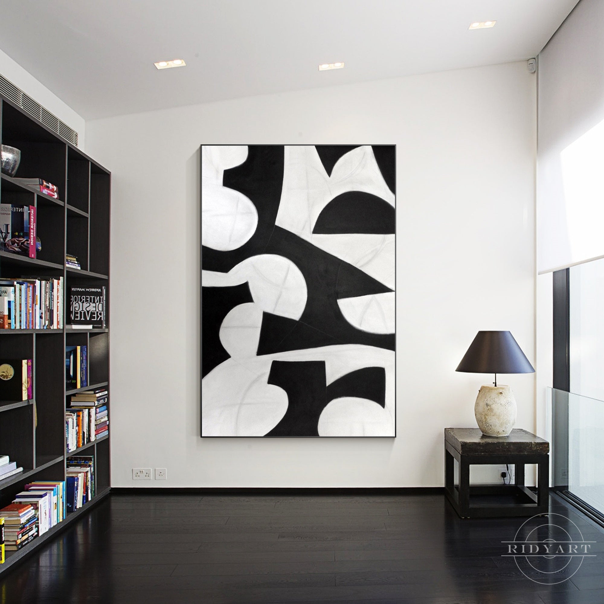 Black and white geometric canvas wall art