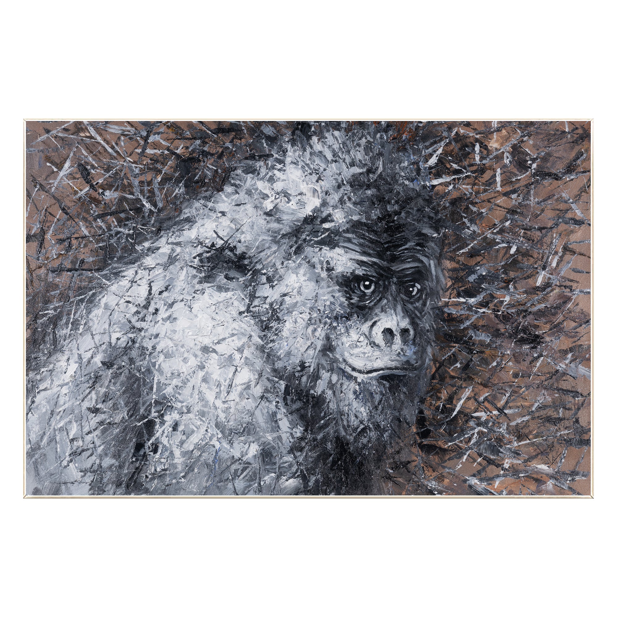 Black and white gorilla painting on canvas