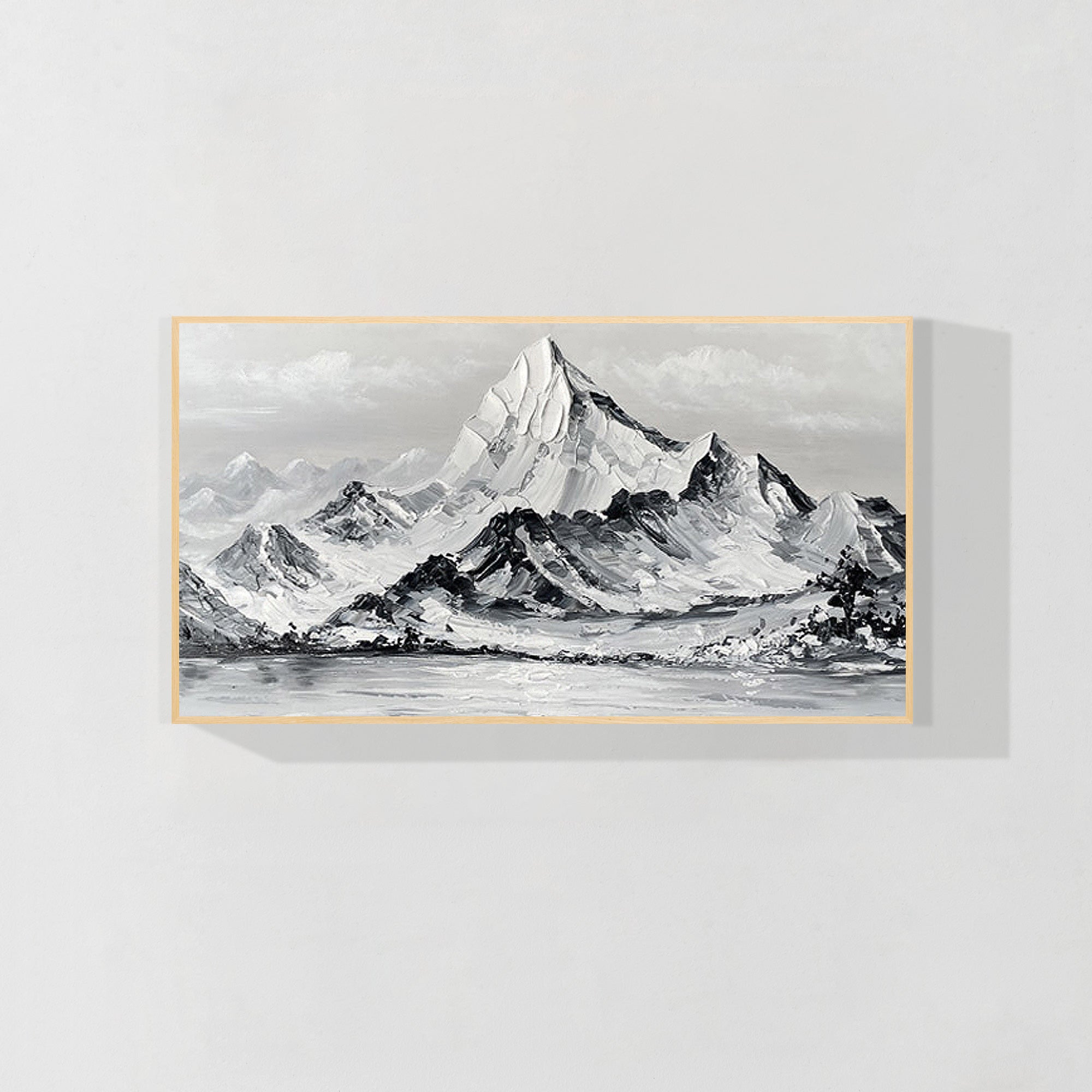 Extra large black and white mountain landscape painting
