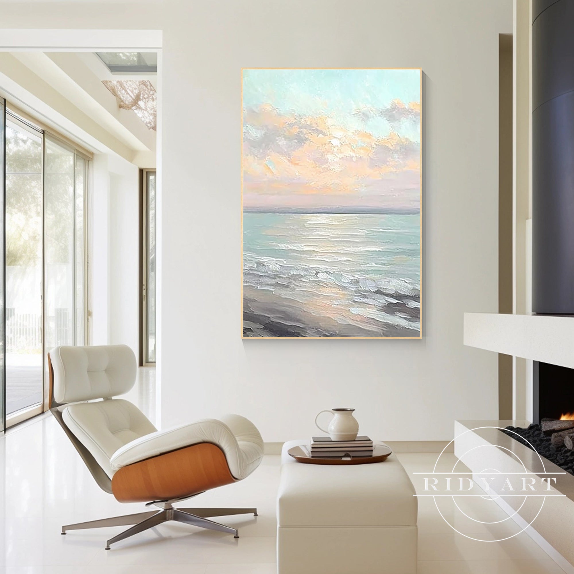 Abstract sea landscape painting for modern living room