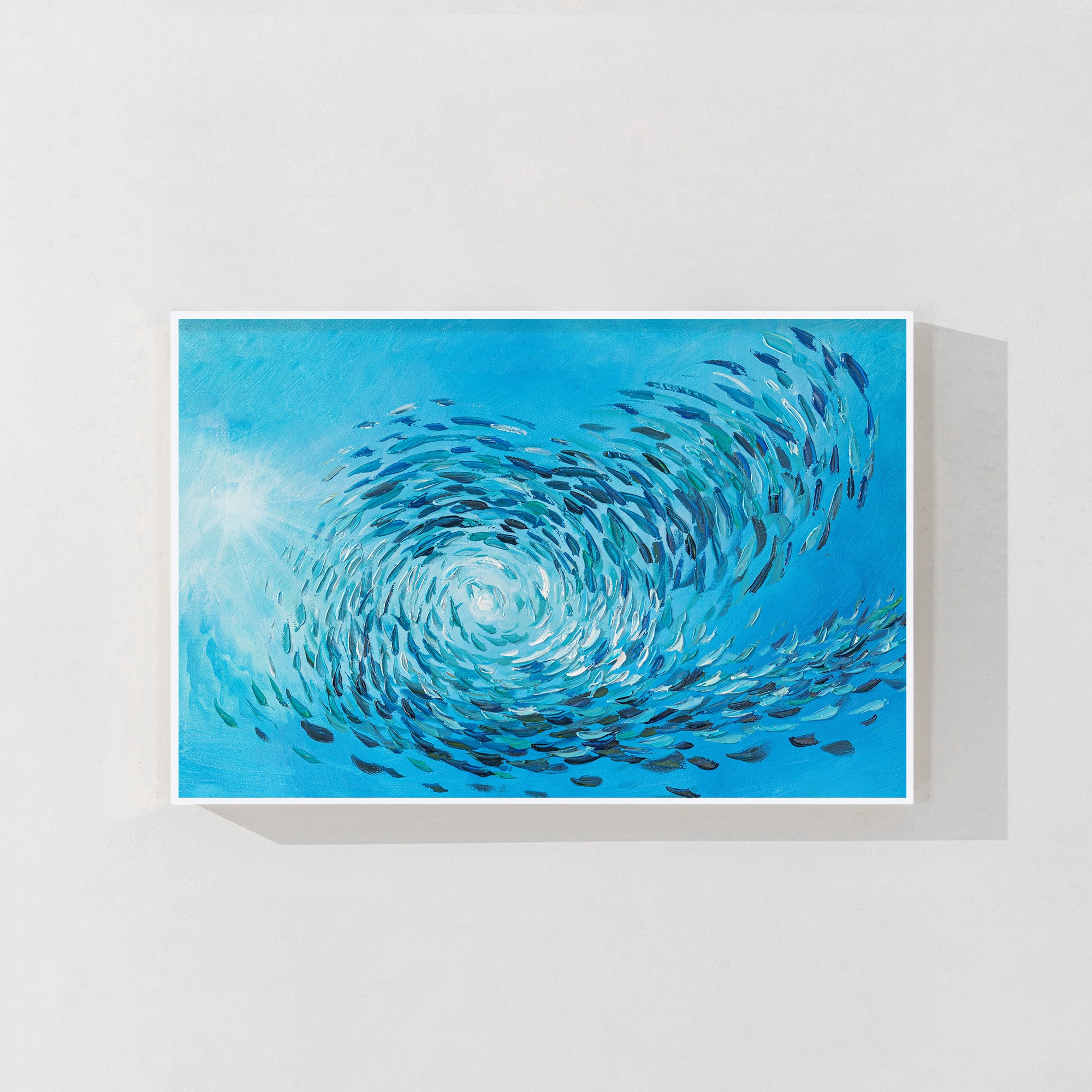 Blue school of fish abstract painting