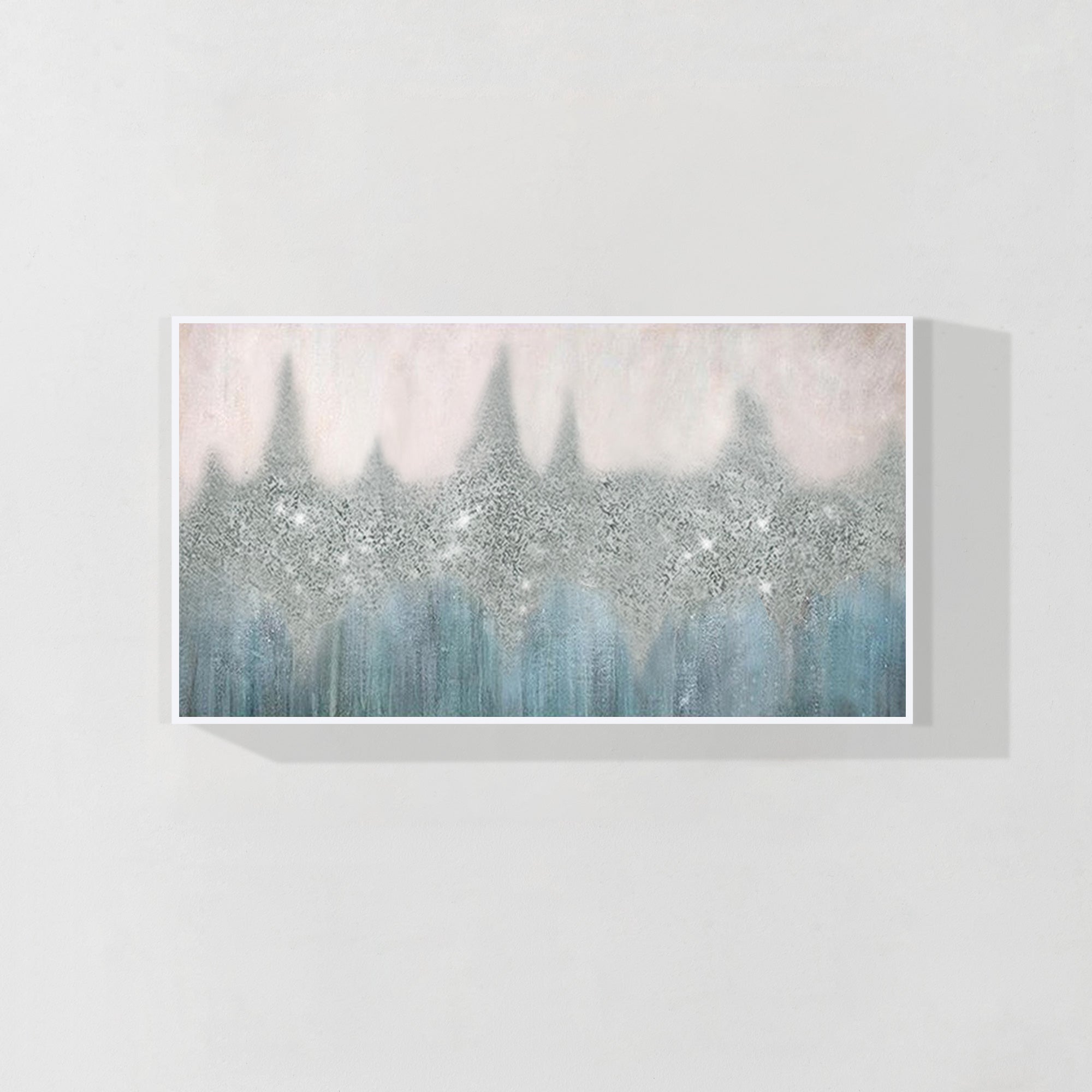 Blue and silver glitter abstract canvas wall art