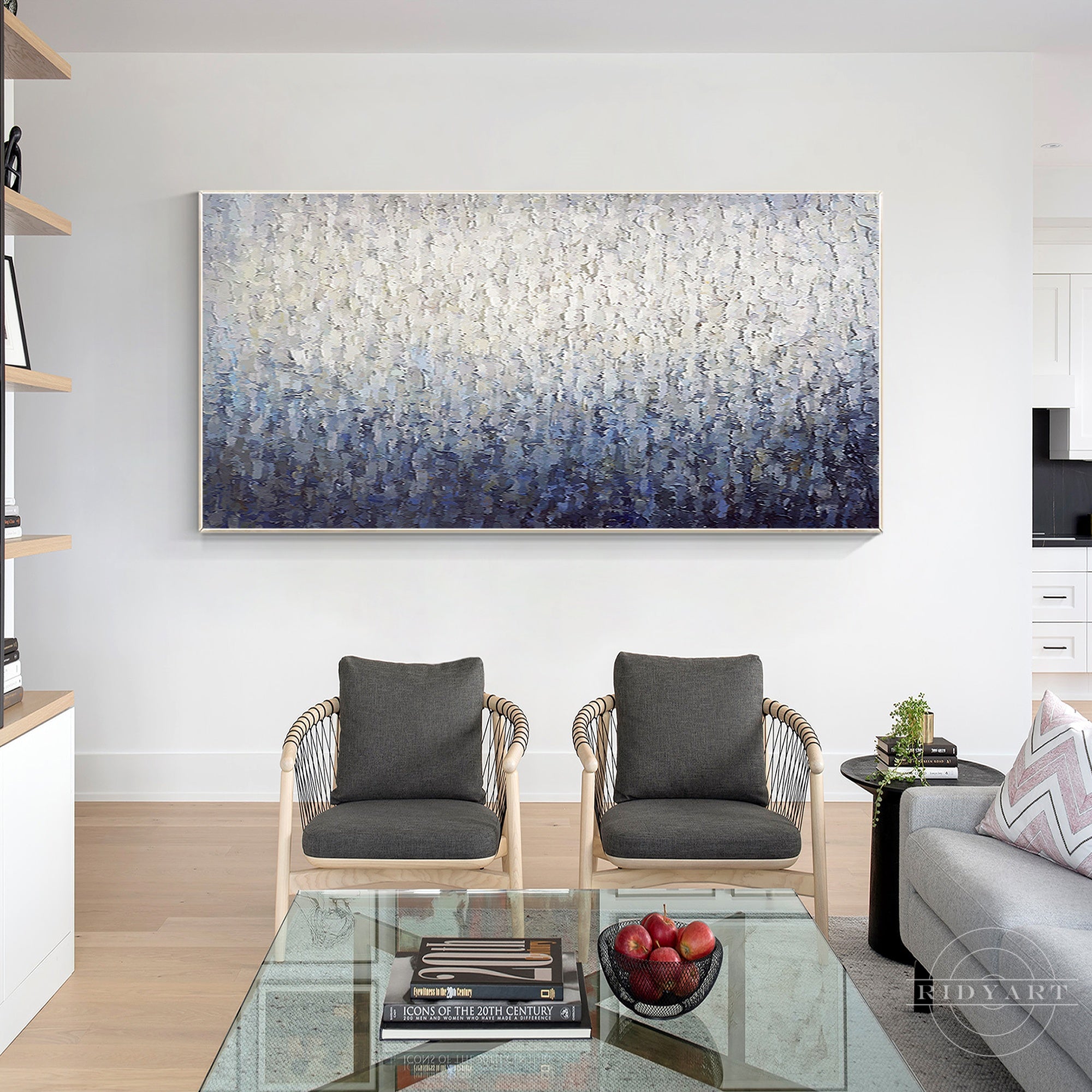 Framed heavy texture abstract artwork for living room