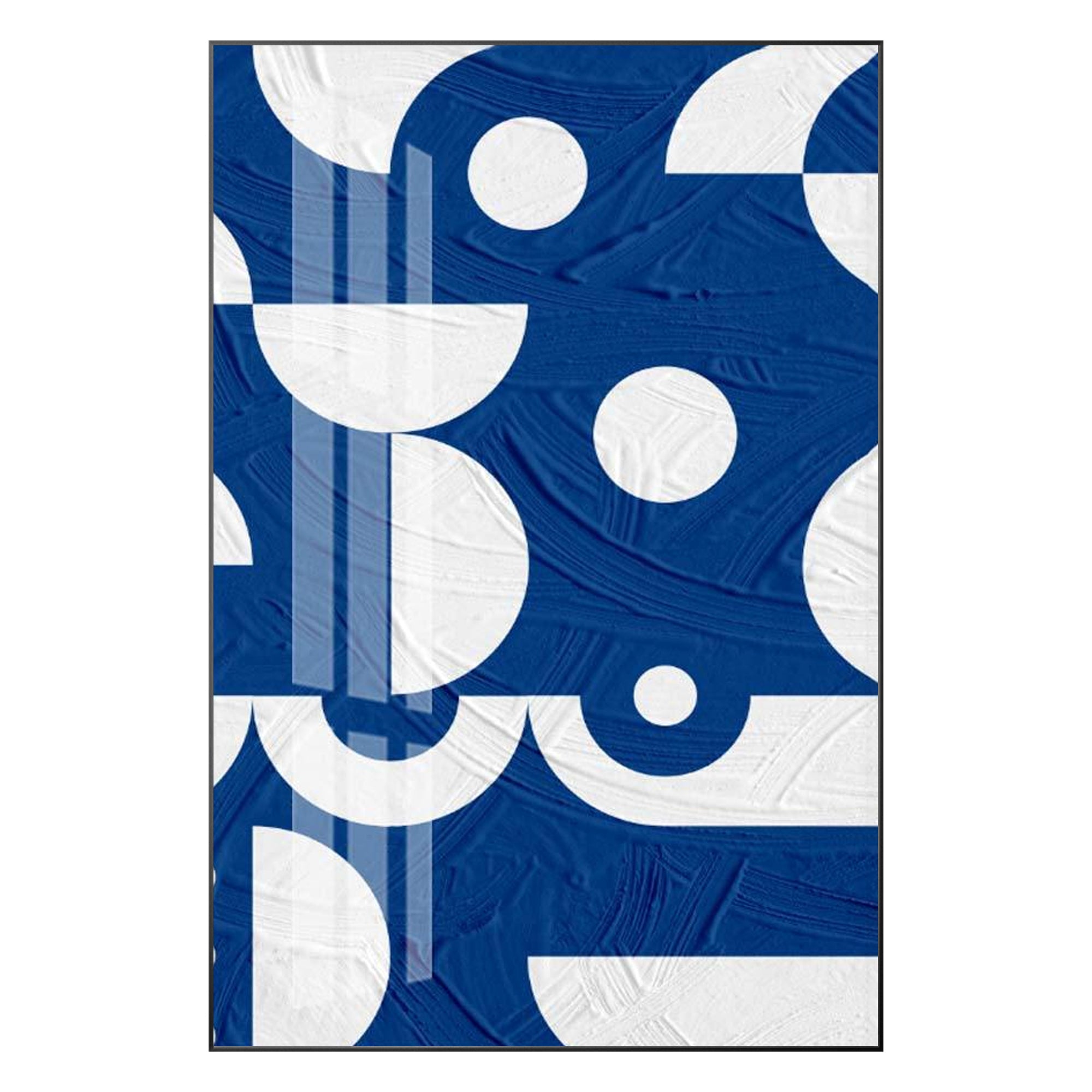 Blue and white textured geometric wall art