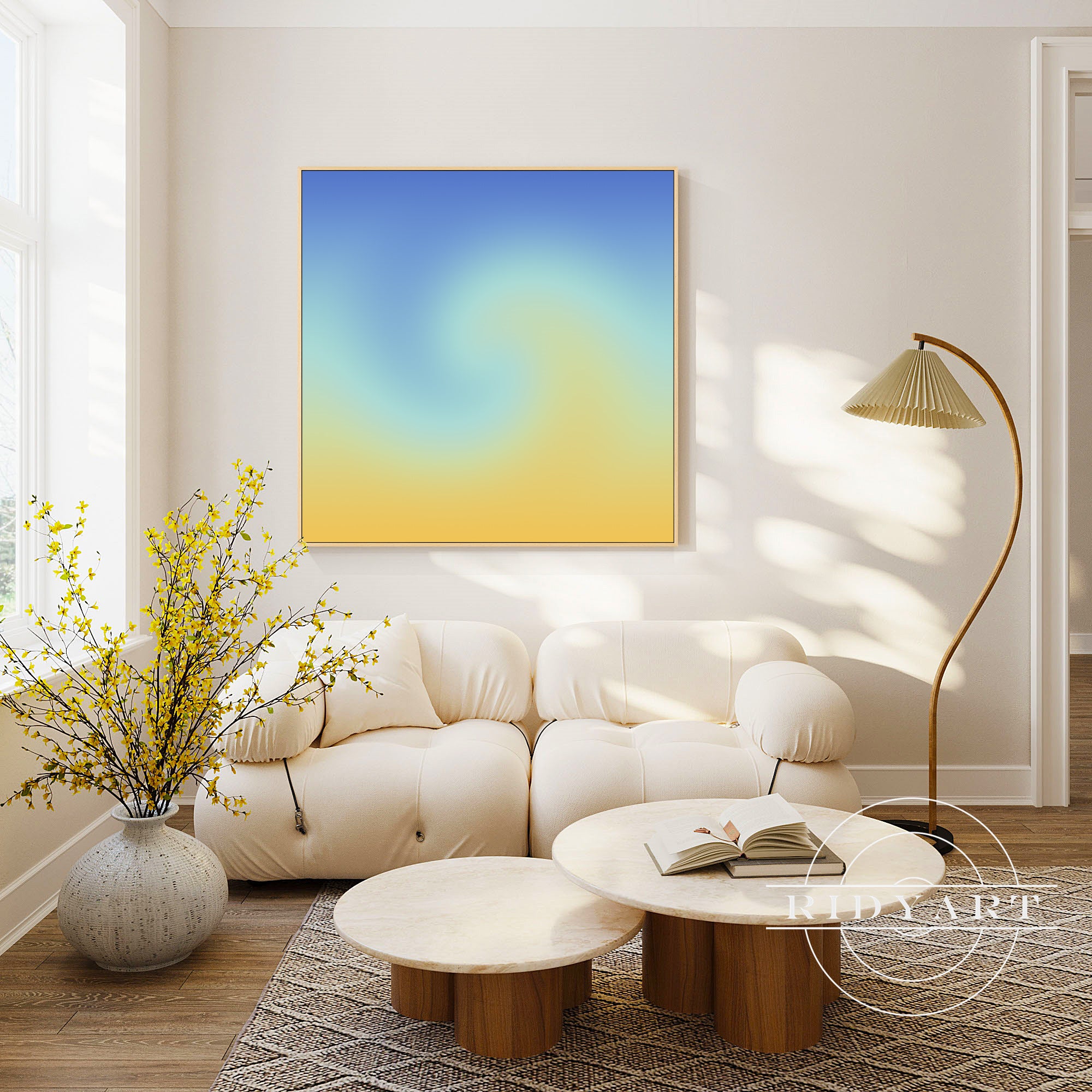 large abstract wave art framed modern home wall decor