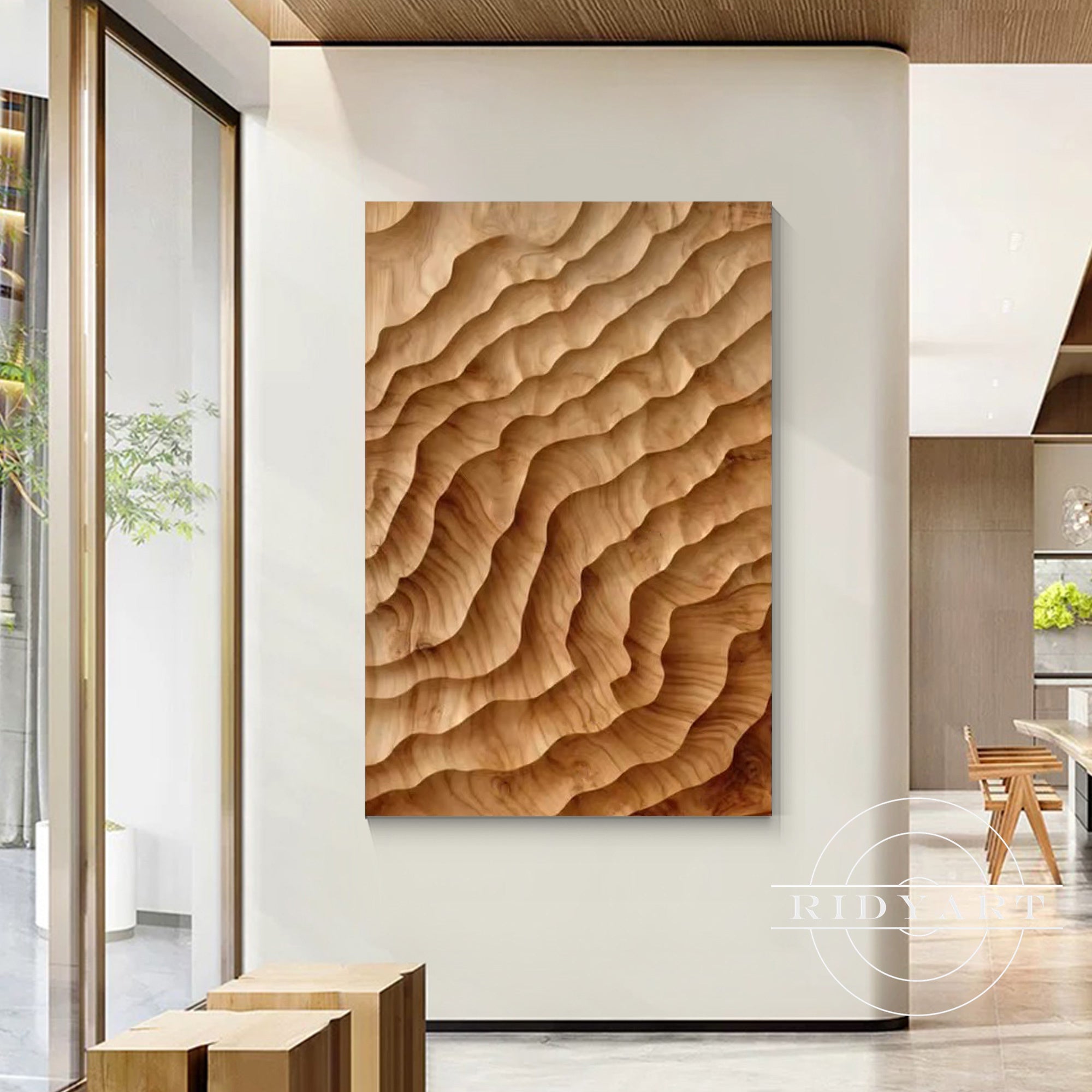 Modern rustic boho wooden wall art large decorative piece