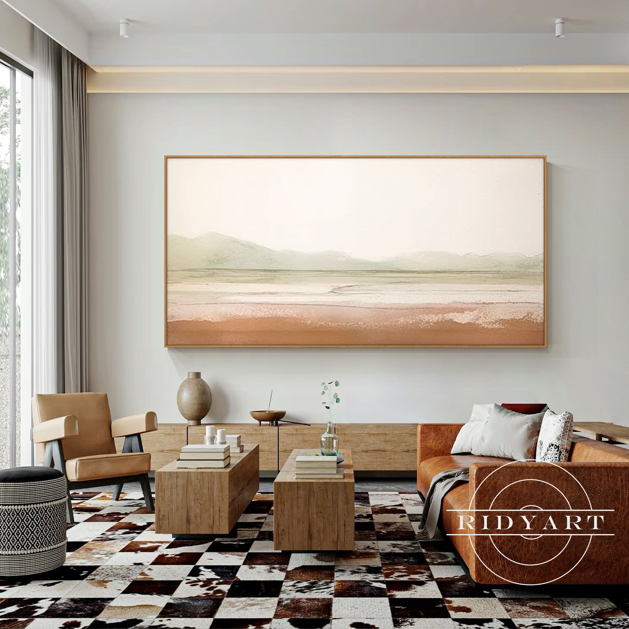 Organic abstract mountain wall art for minimalist home decor.