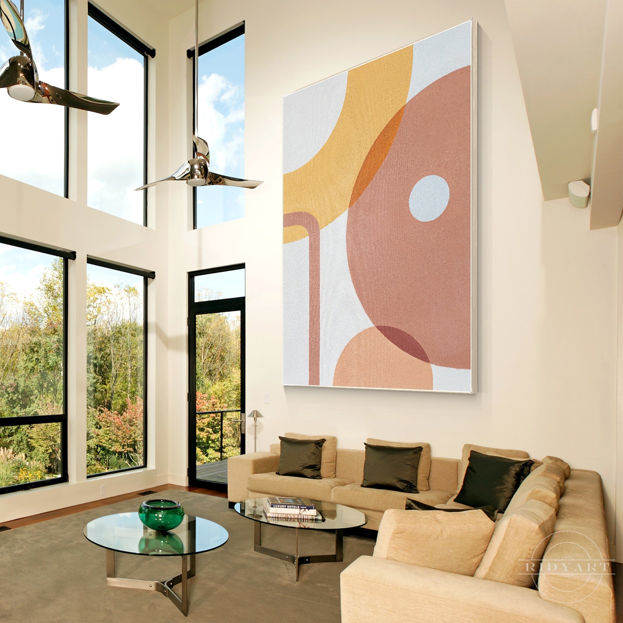 BOHO abstract minimalist painting on canvas, extra-large art.