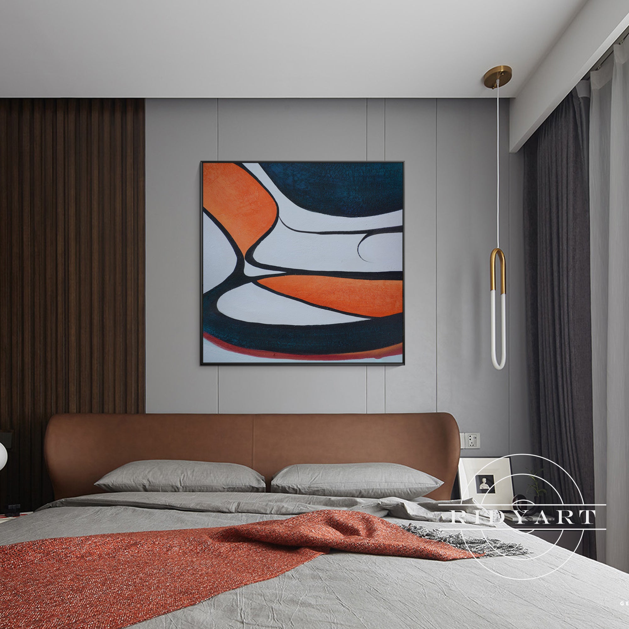 Contemporary geometric abstract canvas painting
