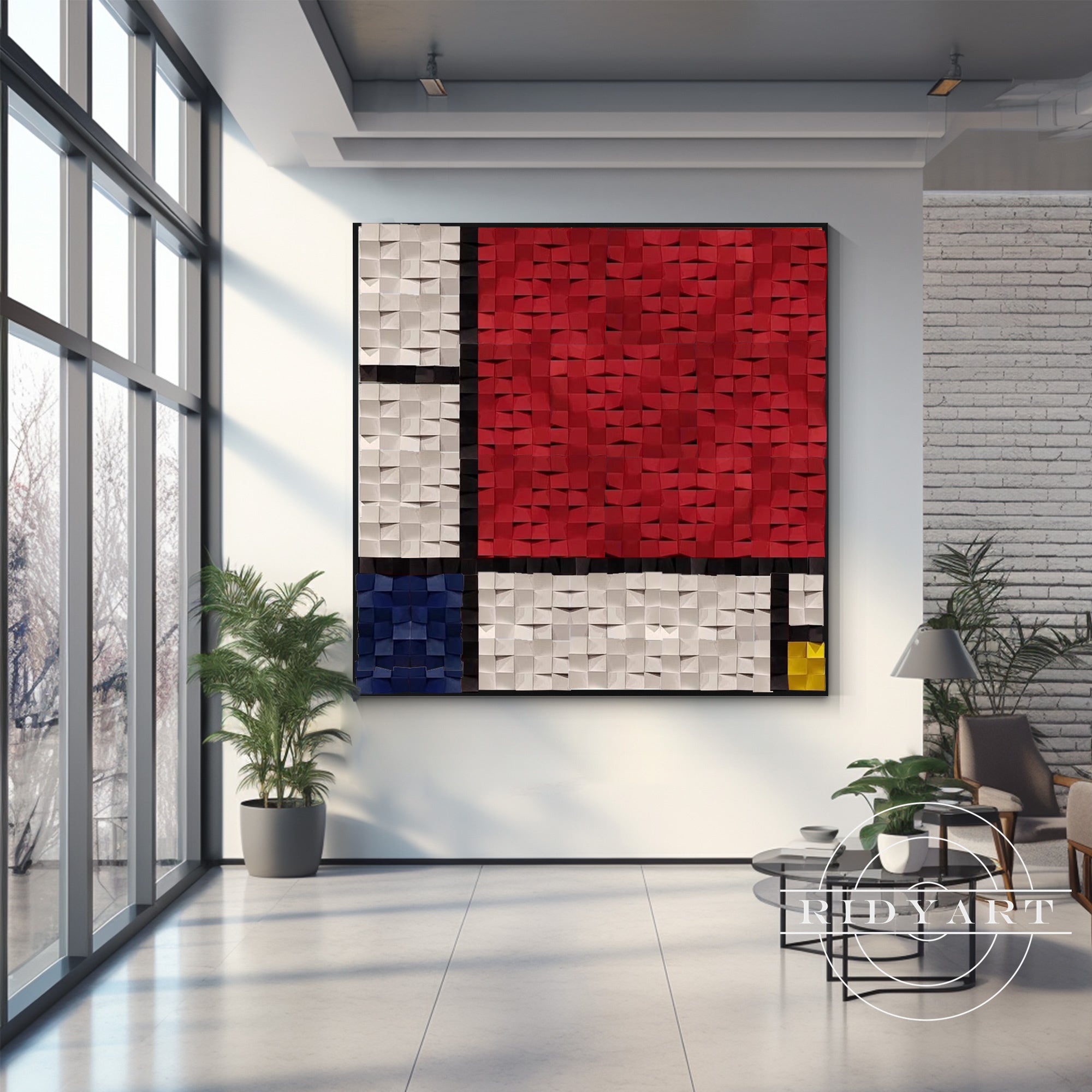 Contemporary abstract wooden art piece for home interior