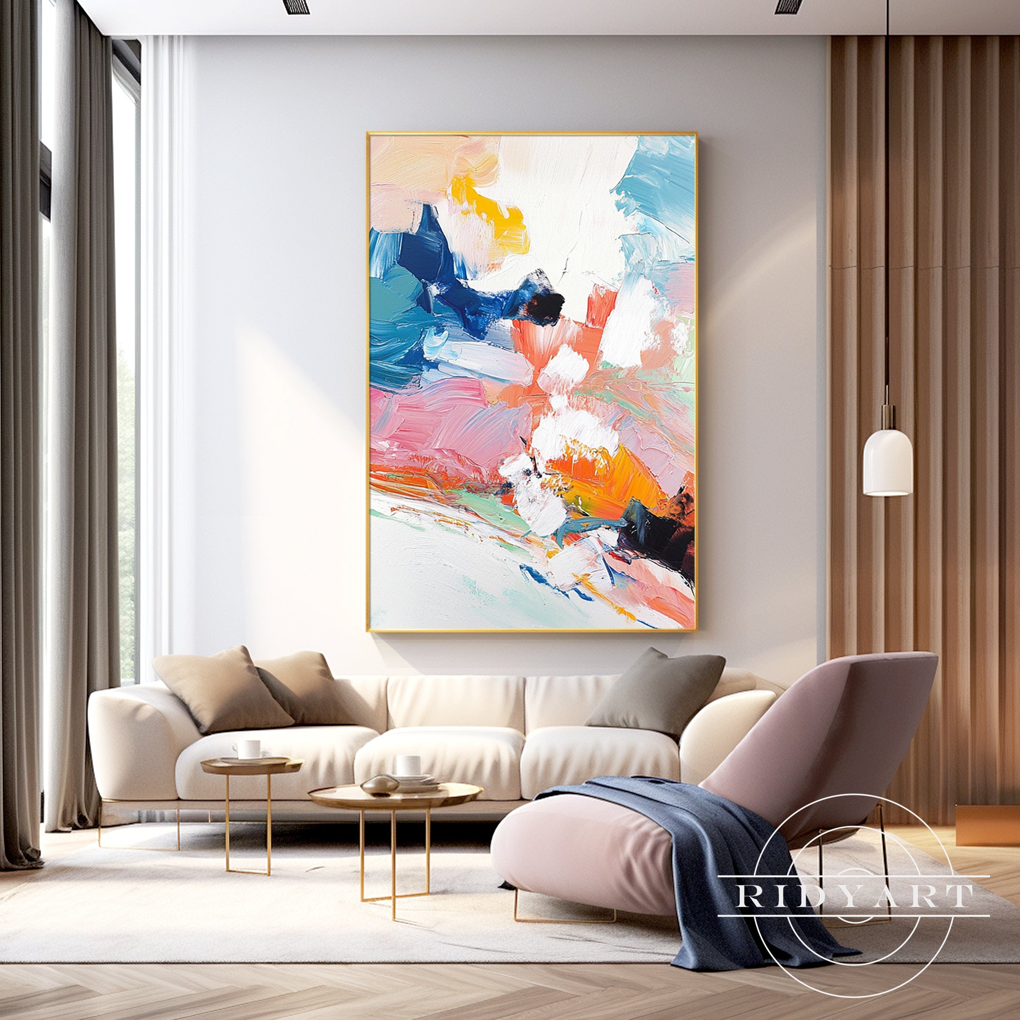 Colorful abstract painting with artistic texture and depth