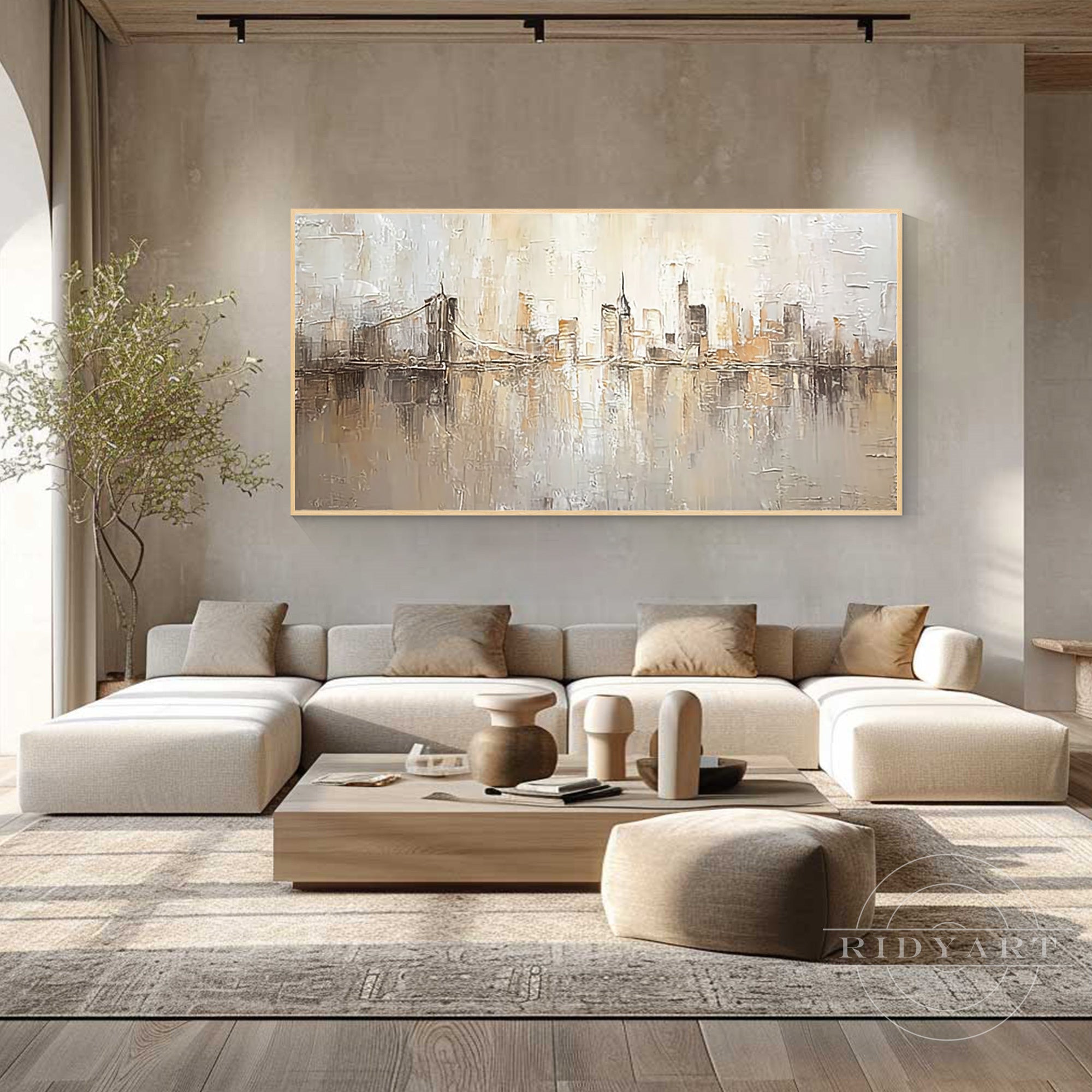 Textured New York skyline canvas painting
