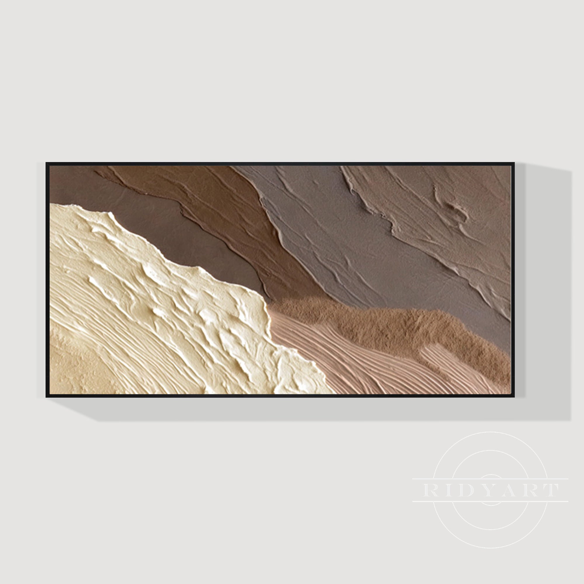 Minimalist ocean wave wall art with natural color palette