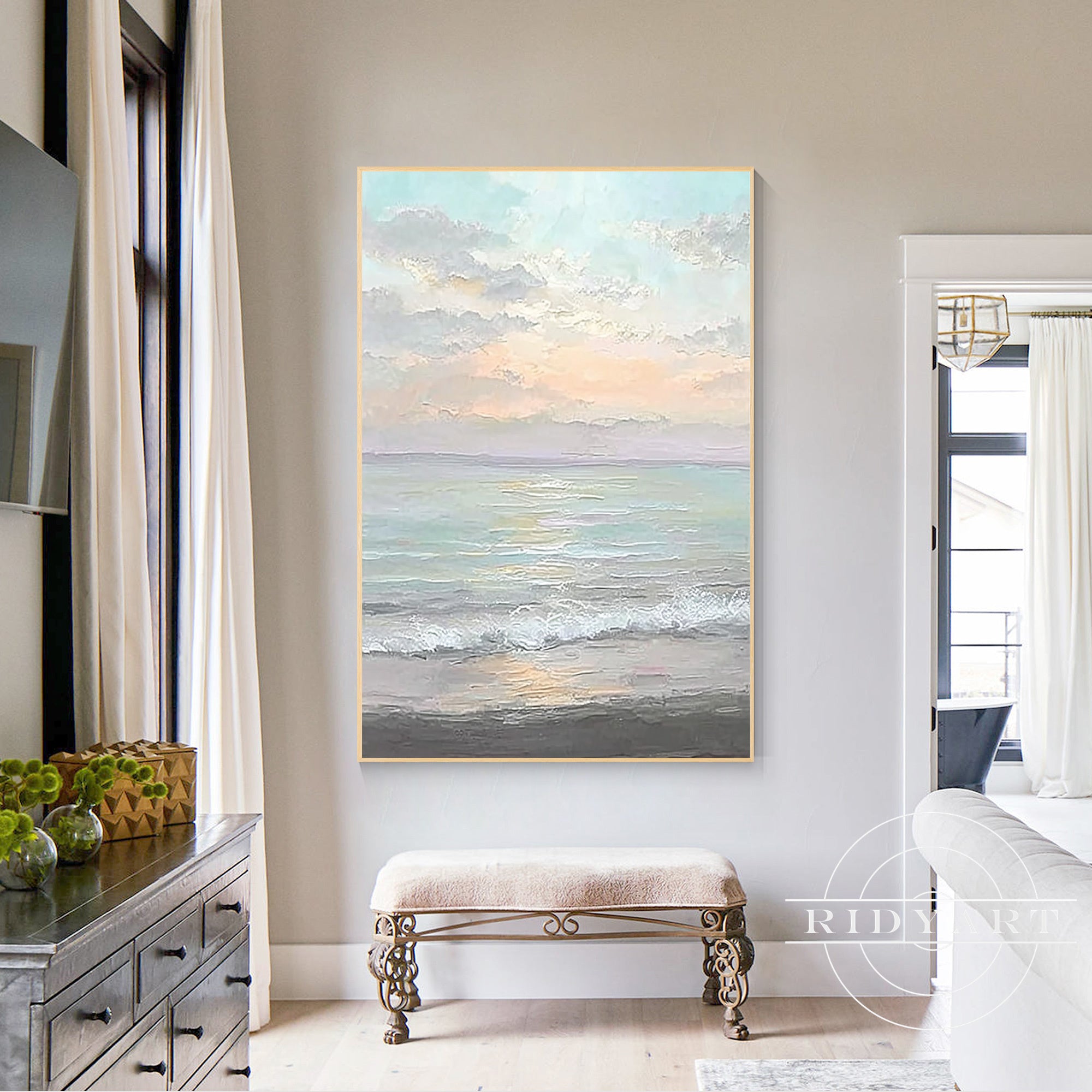 Modern beach landscape painting large seascape