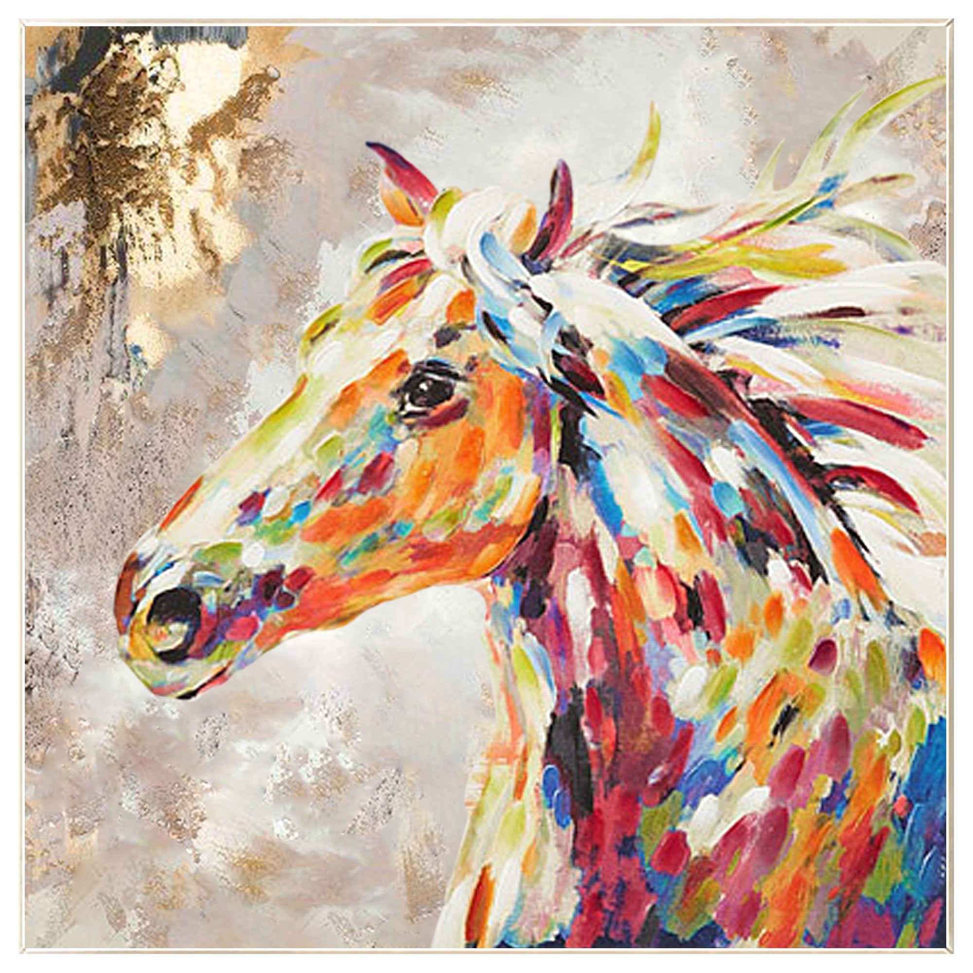 Colorful horse canvas wall art