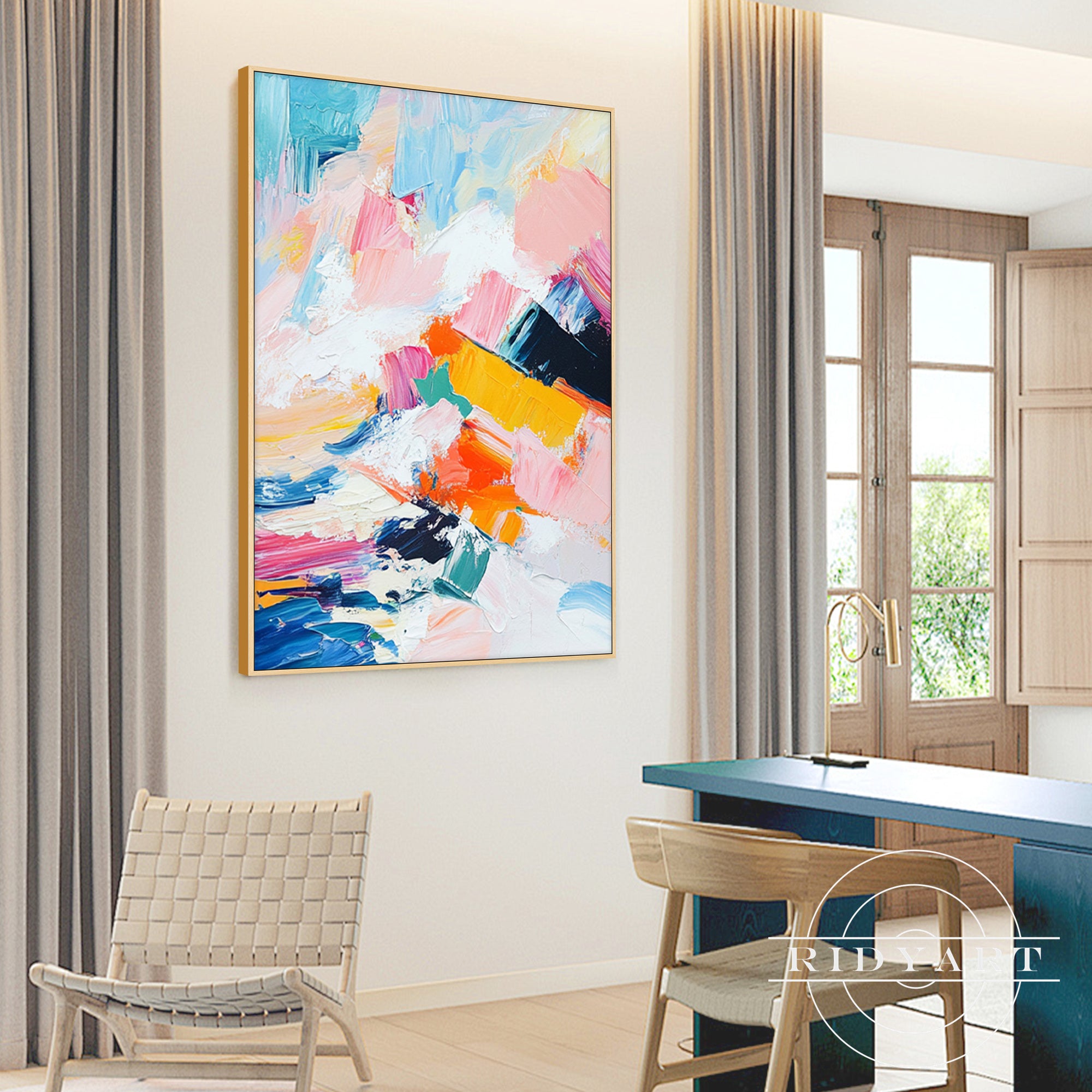 Textured modern artwork for living room wall decoration