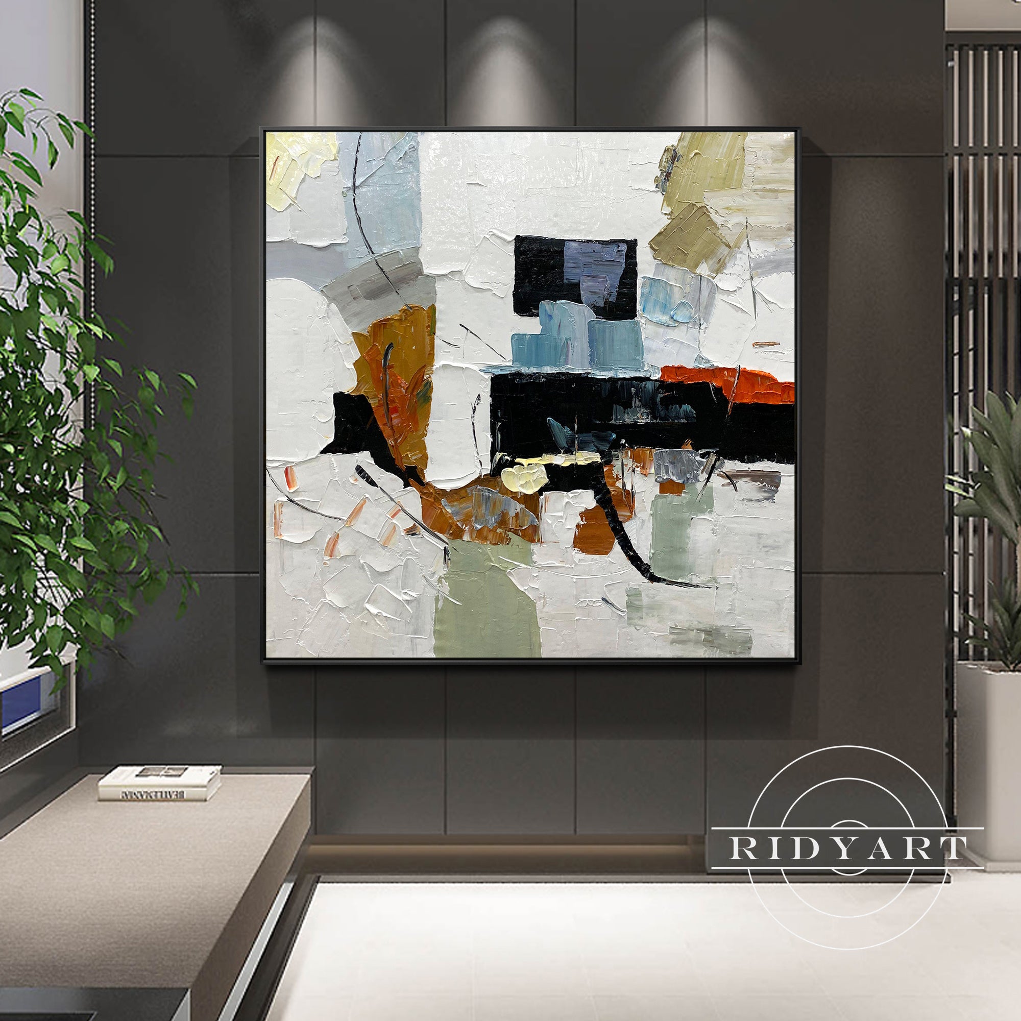 Bold abstract palette knife painting for wall decor