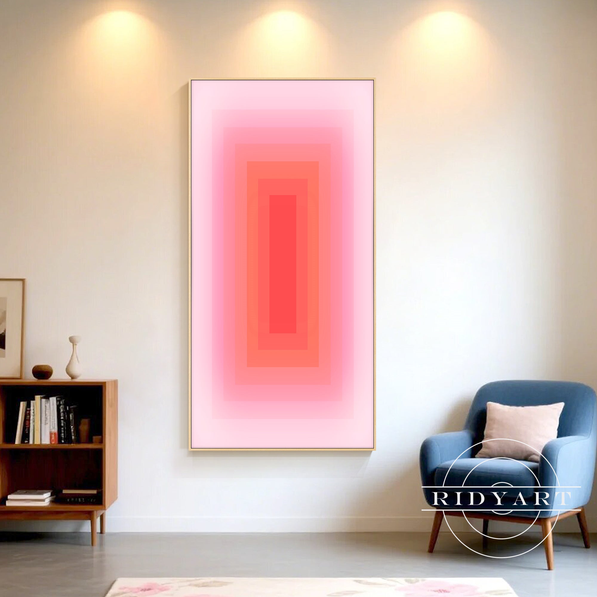 Modern abstract pink canvas painting for home décor