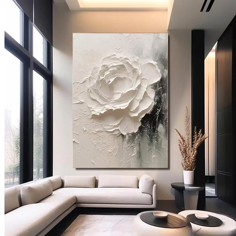 Simple white flower wall art for contemporary spaces