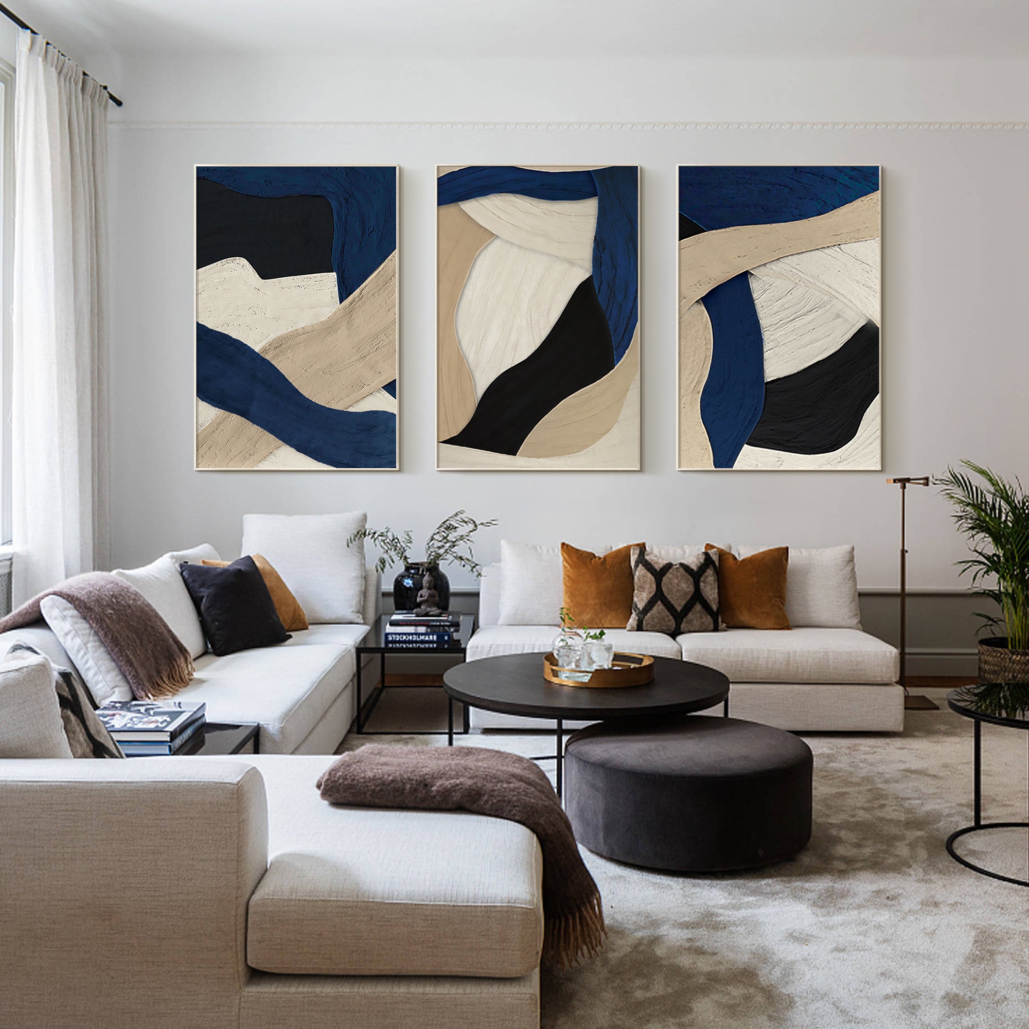 Cuadro abstracto enmarcado de 3 piezas