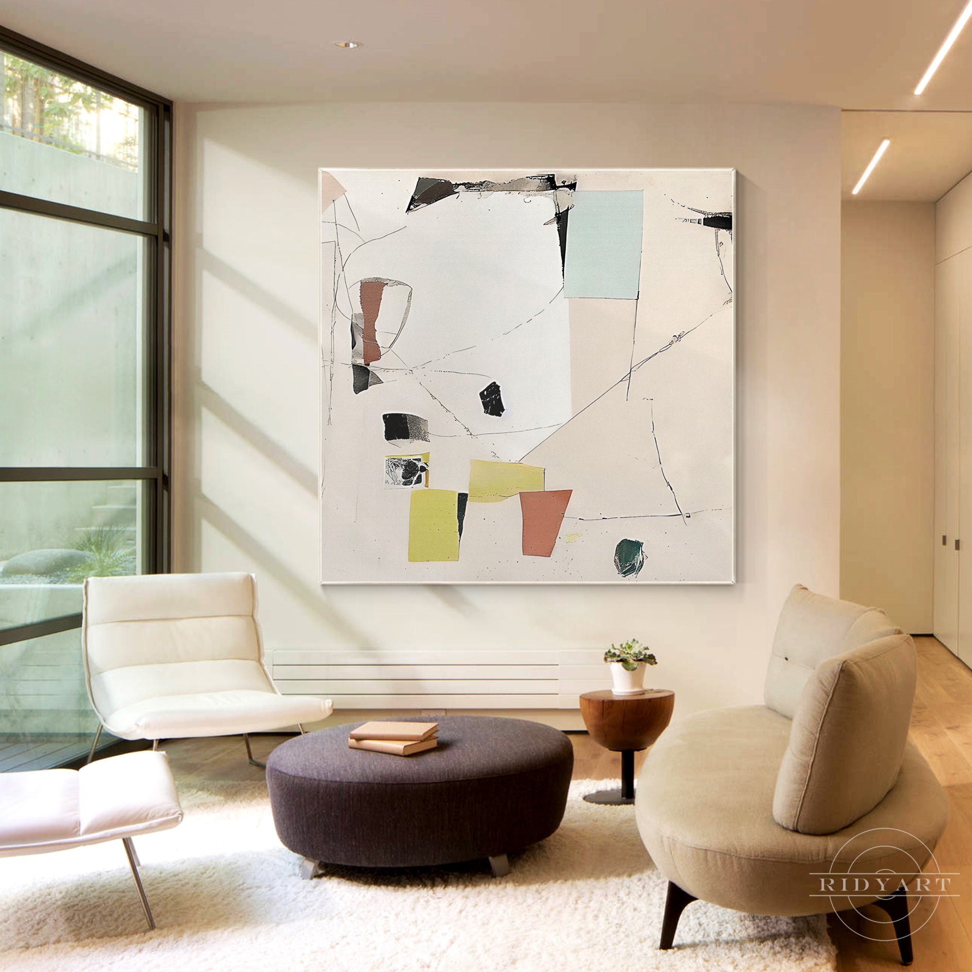 Cream style abstract minimalist wall art