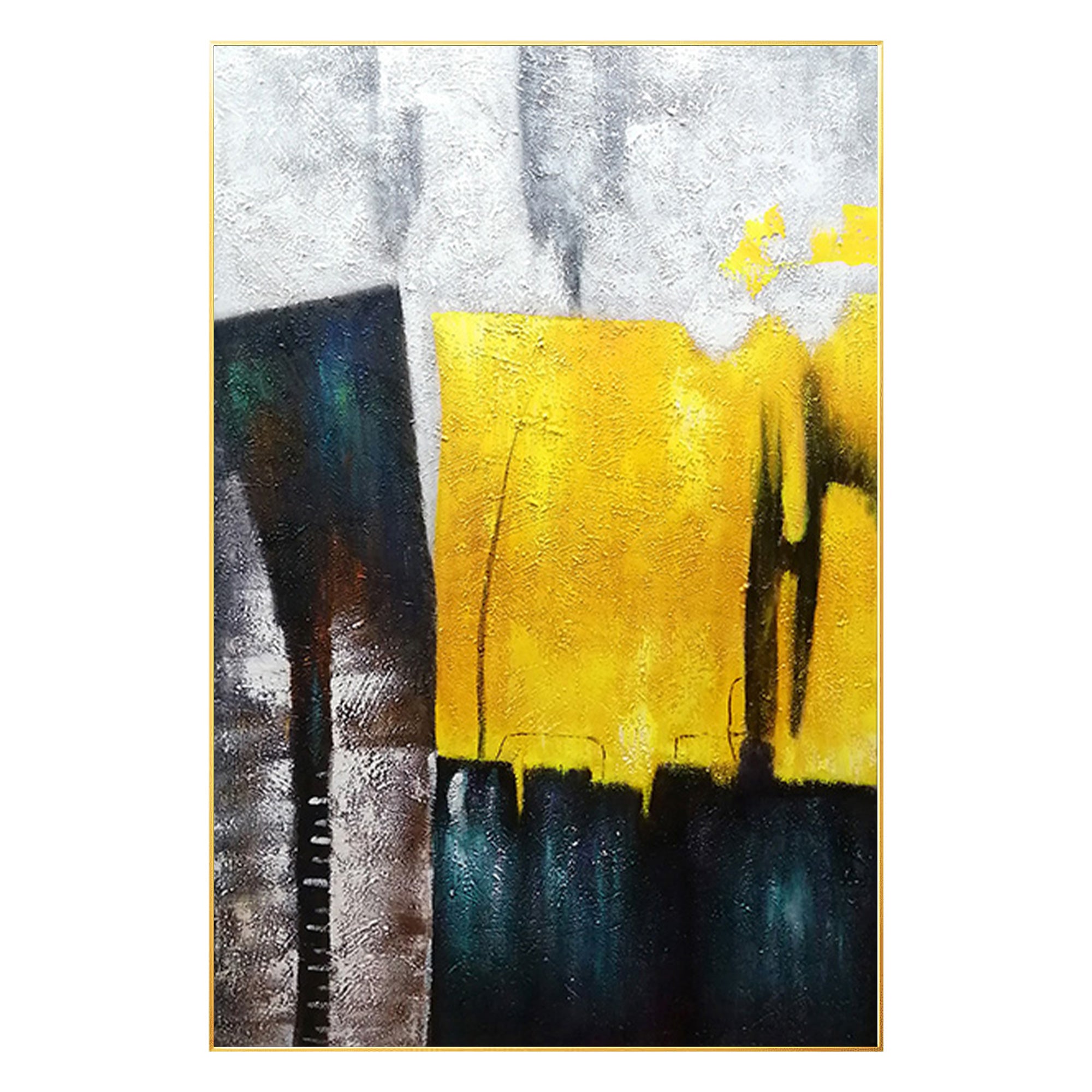 Deep blue and yellow abstract acrylic wall art