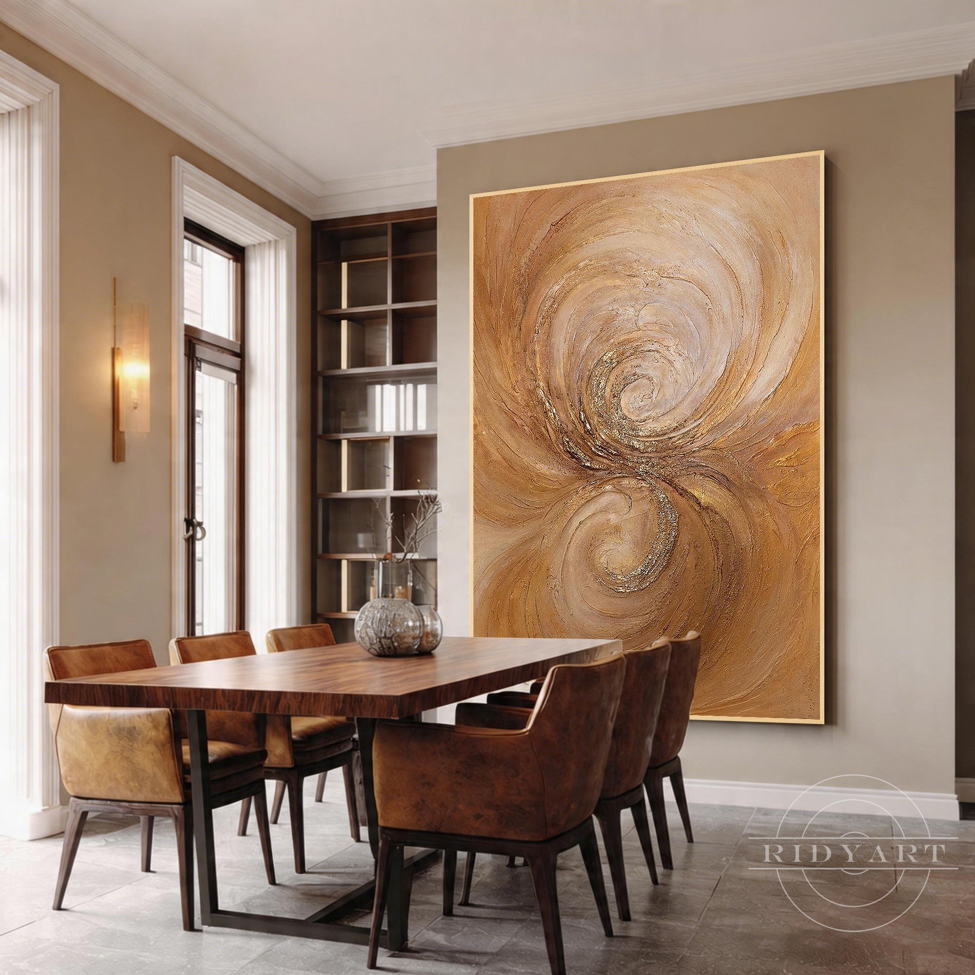3D textured brown abstract wall art
