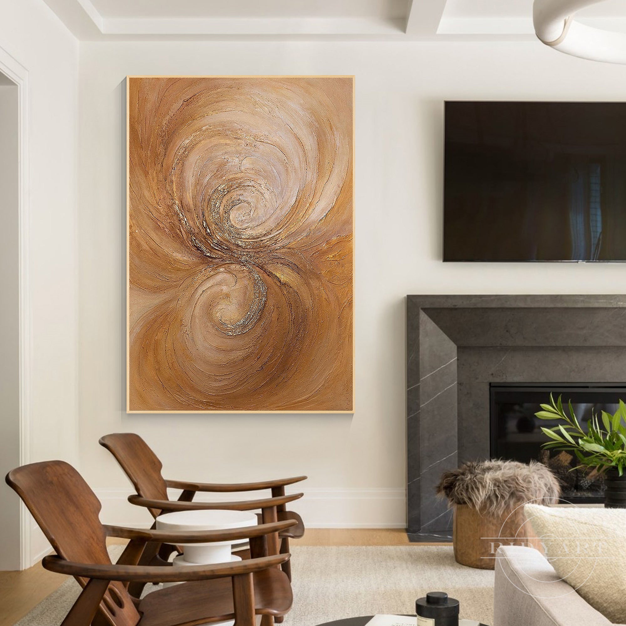 Extra large neutral abstract wall decor