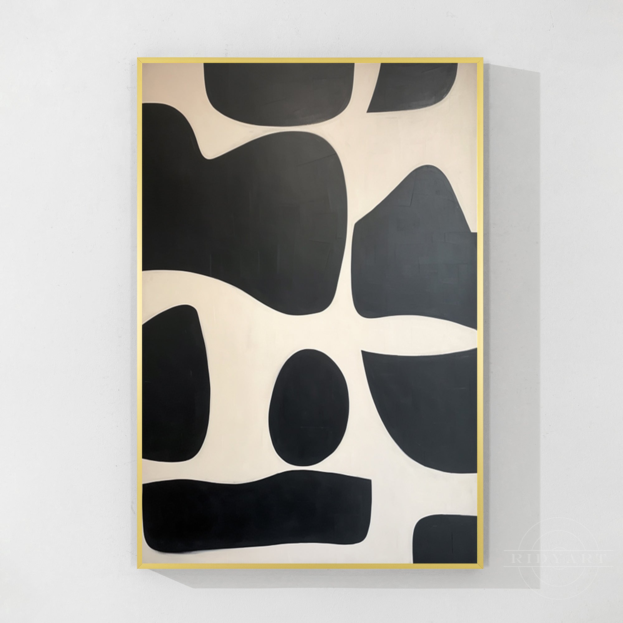 Schwarz-Beige, geometrische organische Formmalerei
