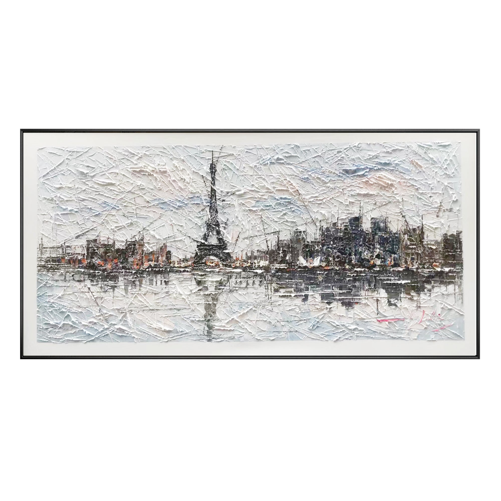 Textured Eiffel Tower cityscape painting