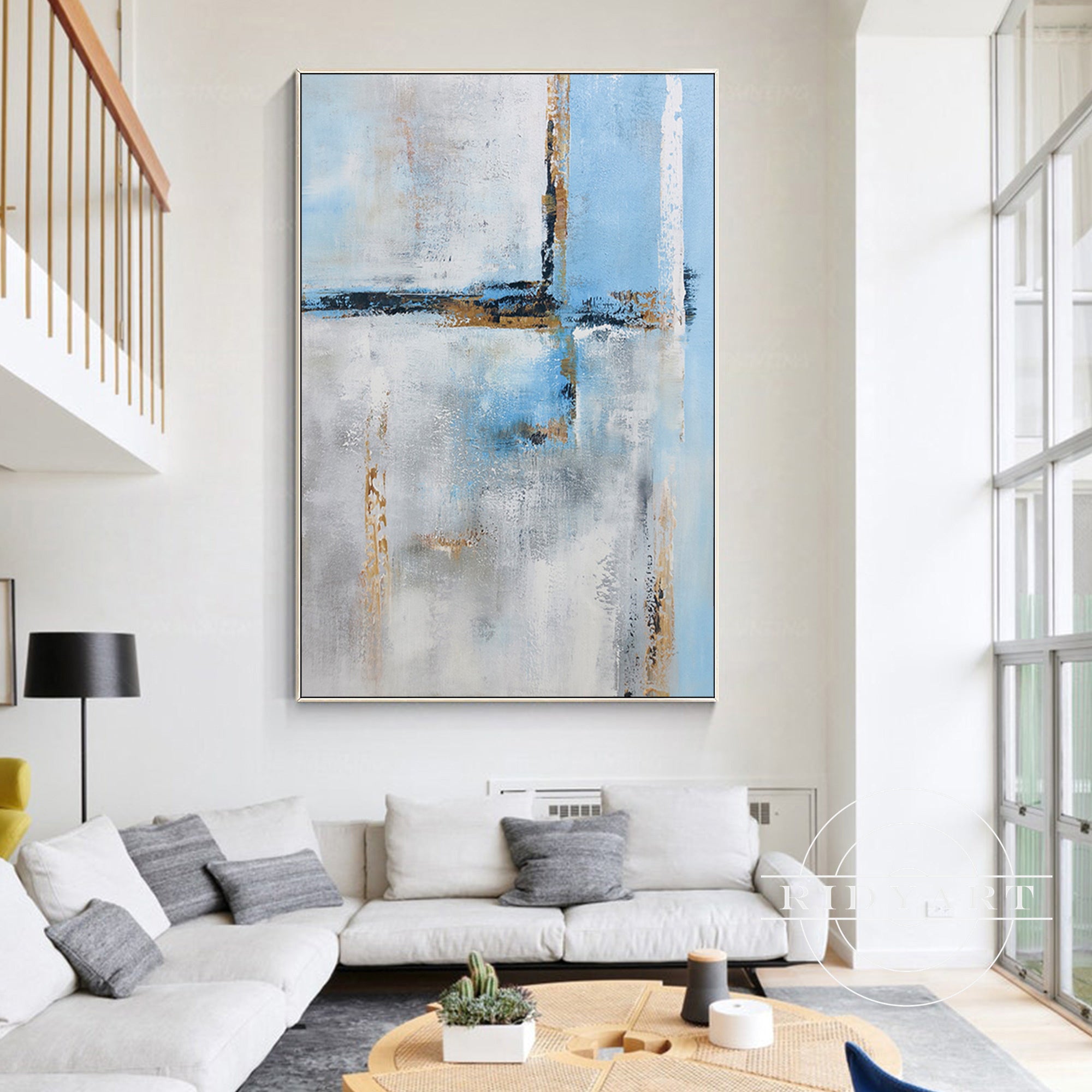 Gold accented large wall art for stylish interiors