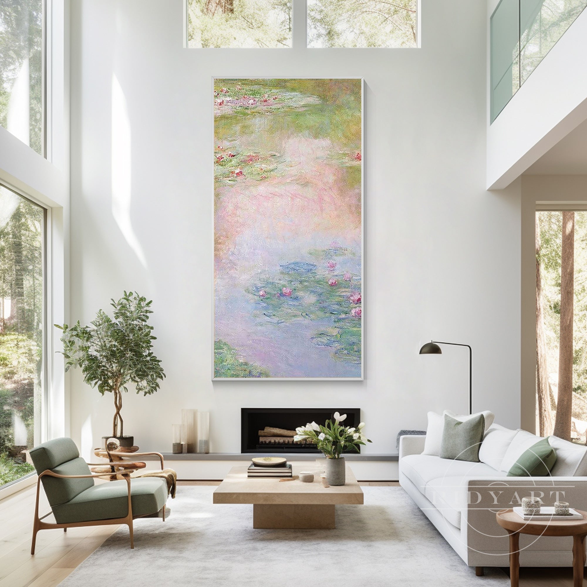 Elegant water lily canvas artwork