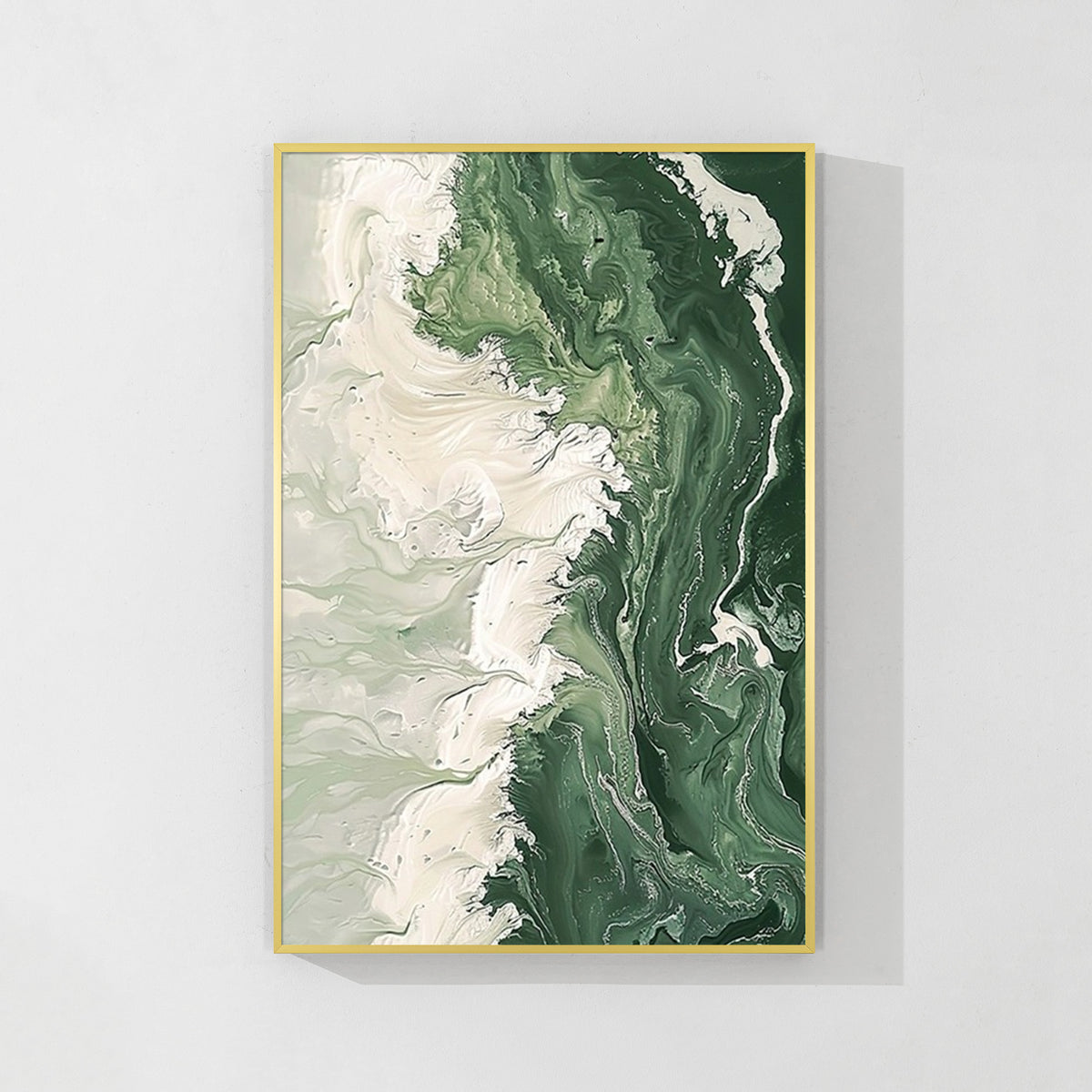 Emerald Green Abstract Ocean Painting - 3D Textured Seascape Art