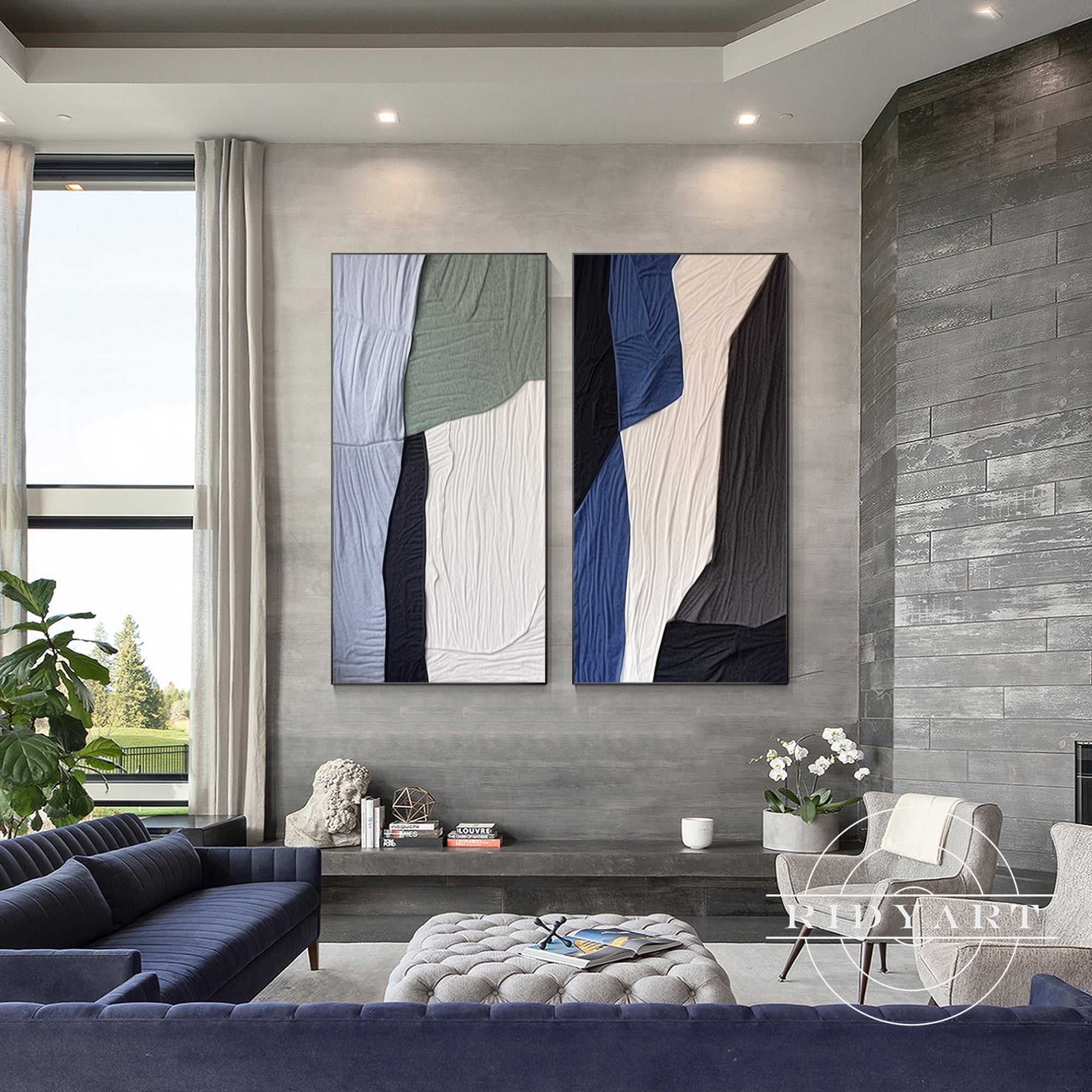 Extra large modern textured canvas wall art